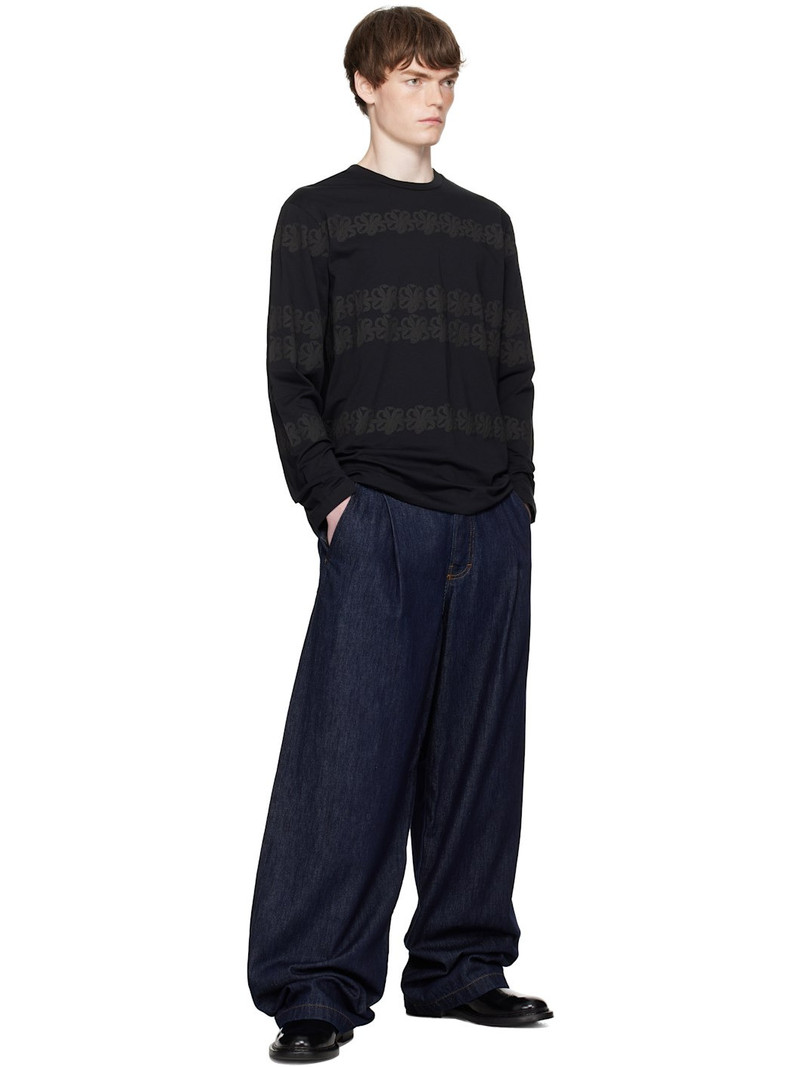 Simone Rocha Black Ribbon Daisy Chain Print Long Sleeve T-shirt outlook