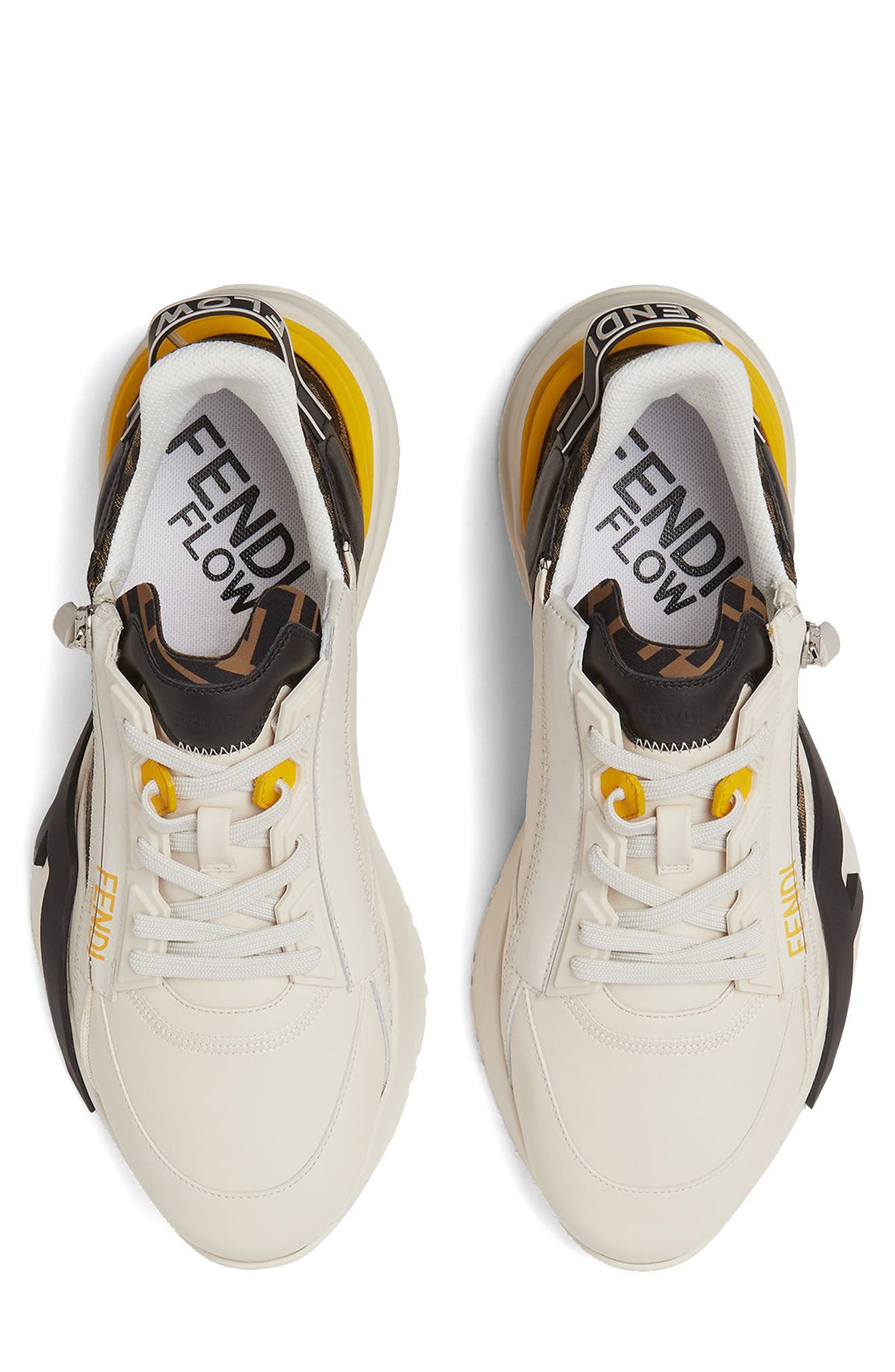 Fendi Flow Logo Low Top Sneaker in White/Yellow at Nordstrom - 3