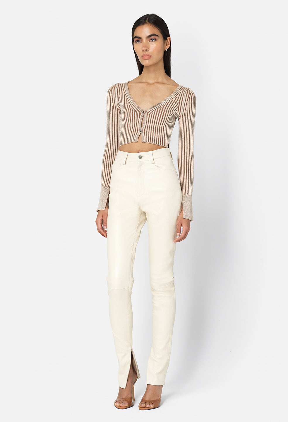 PIPER SILK RIB CROPPED CARDIGAN - 4