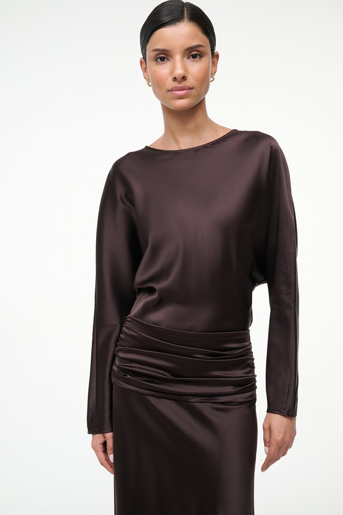 STAUD FREDA SILK DRESS EARTH - 5