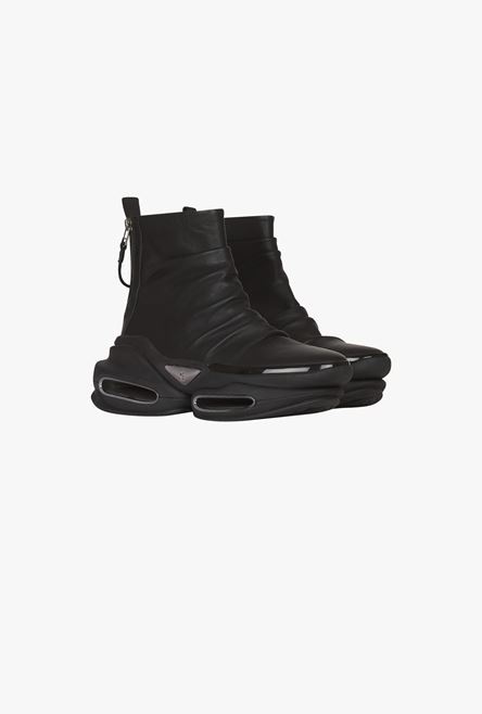 Black draped leather B-Bold high-top sneakers - 2