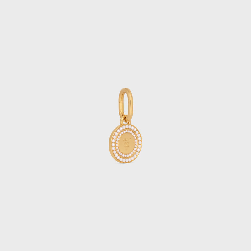 Celine Charms Pearl Medal in Resin Pearls and Brass with Gold Finish 3