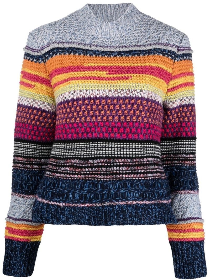 striped mock neck jumper - 2