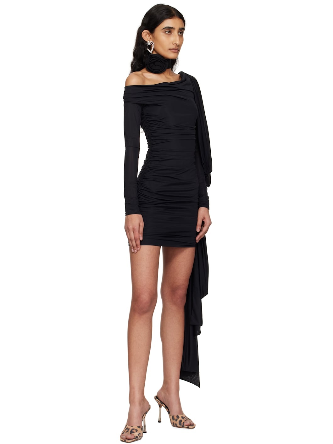 Black Grosgrain Rose Choker - 4