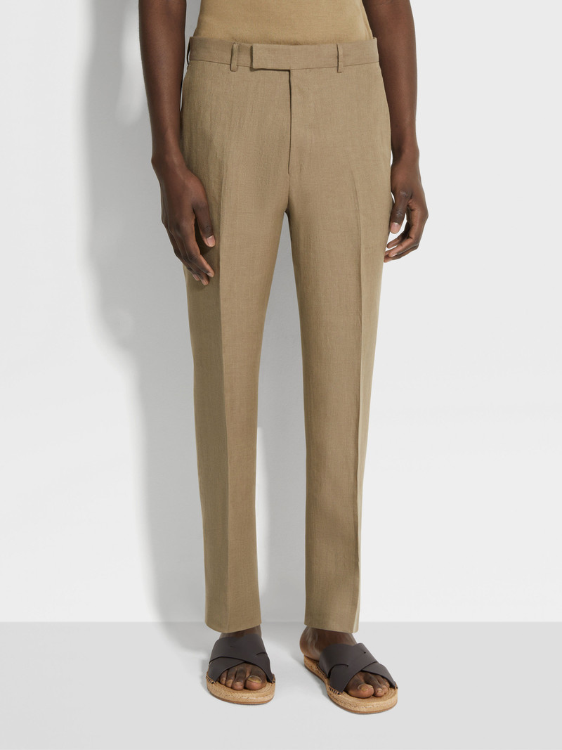 OLIVE GREEN OASI LINO PANTS 4