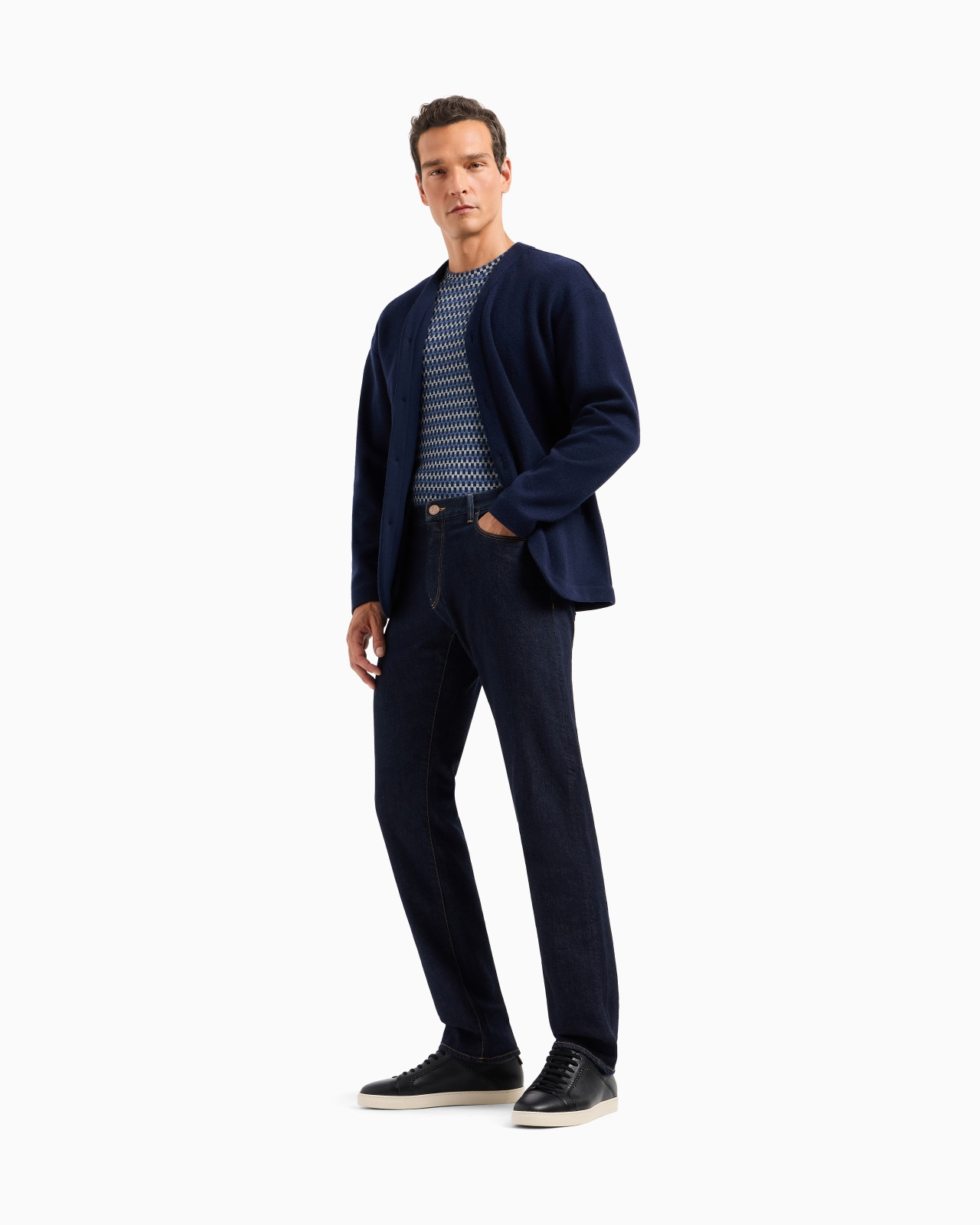 Five-pocket, regular-fit, stretch-cotton denim trousers - 2