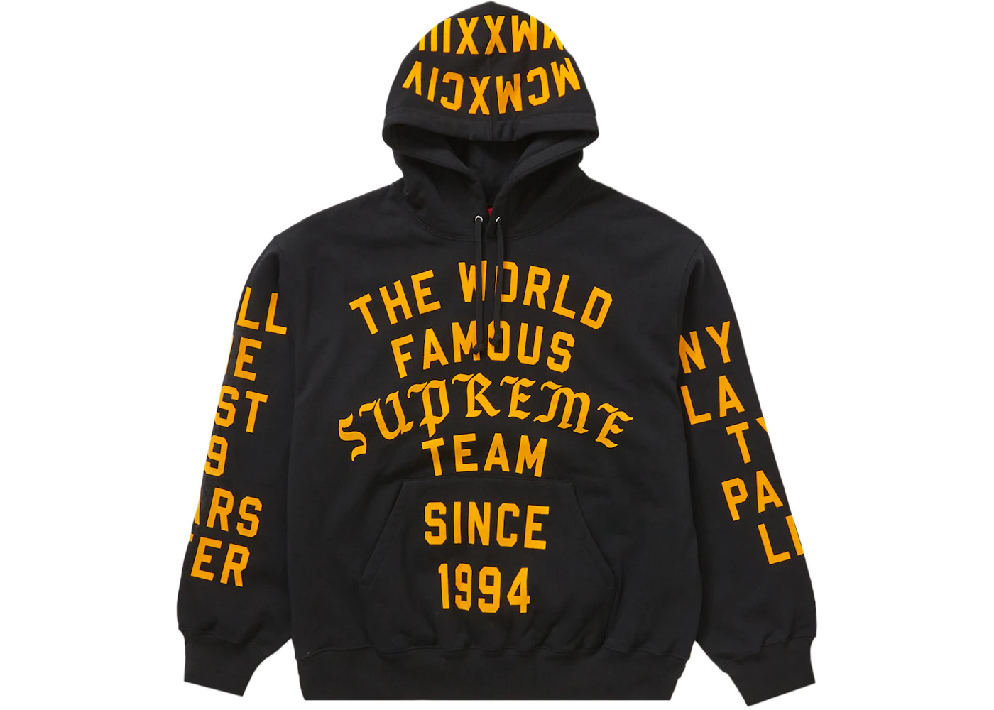 Supreme Team Flocked Hooded Sweatshirt Black - 1