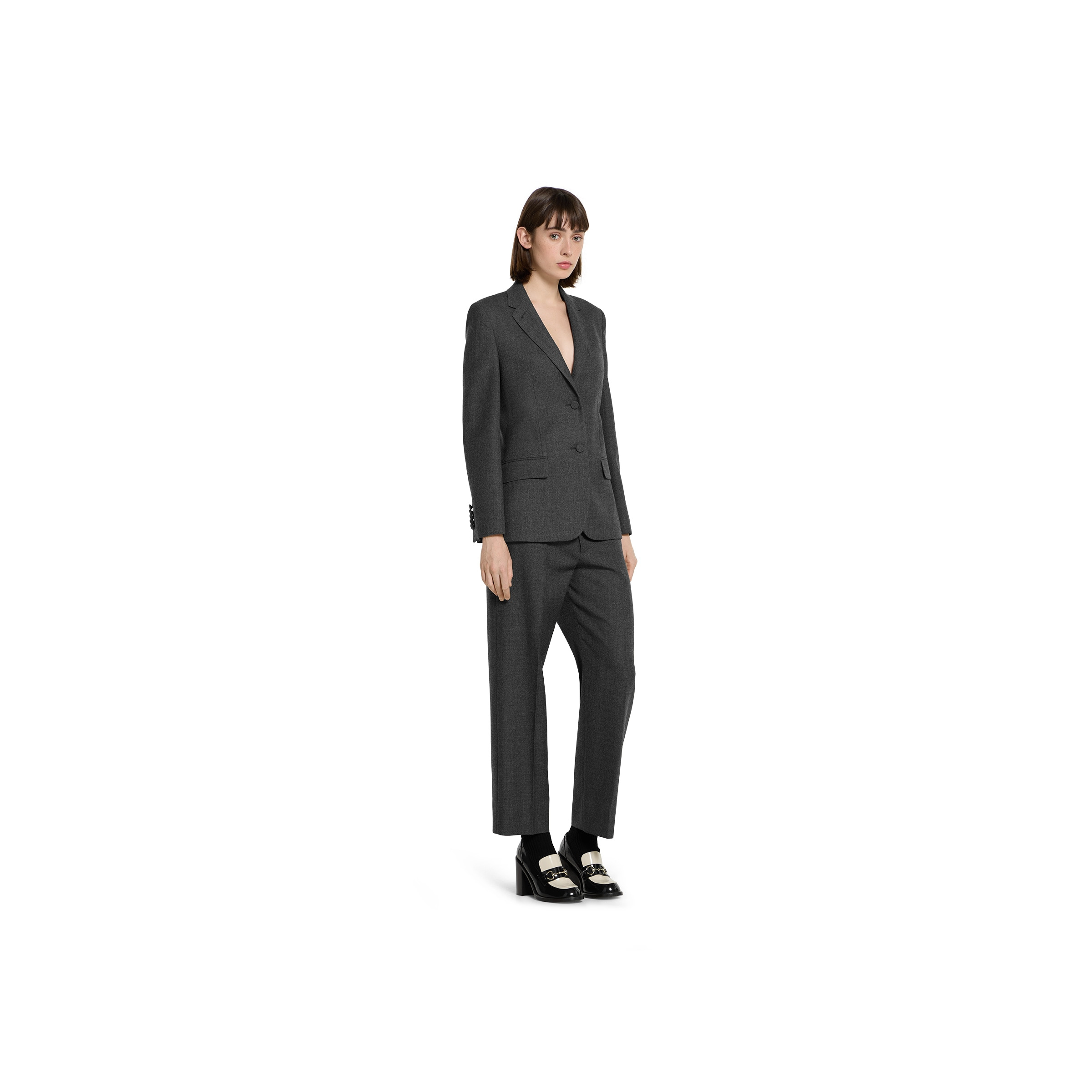 Wool grisaille pants with embroidery - 2