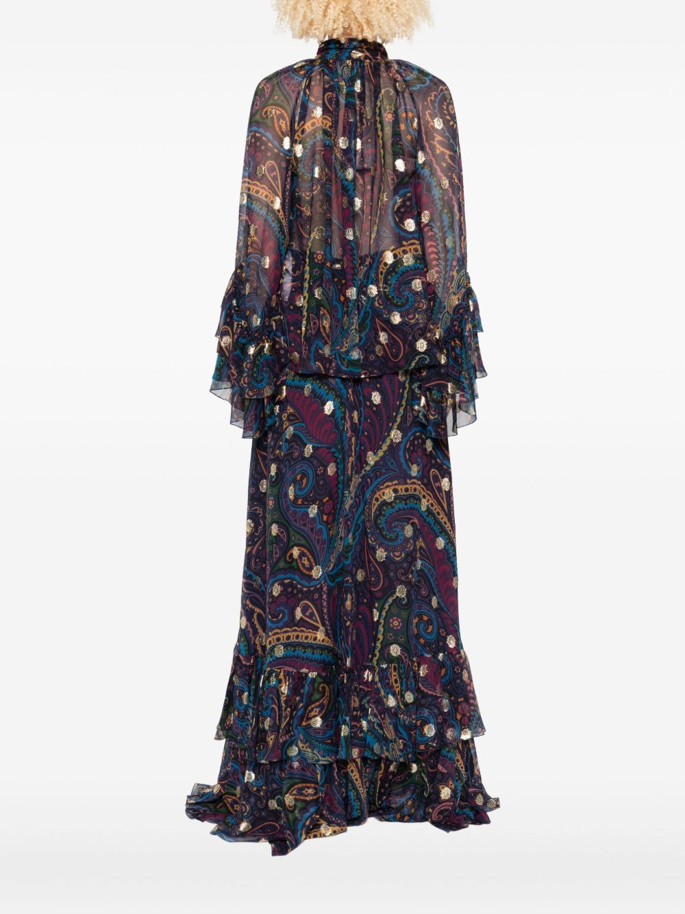 paisley-print ruffled top - 4
