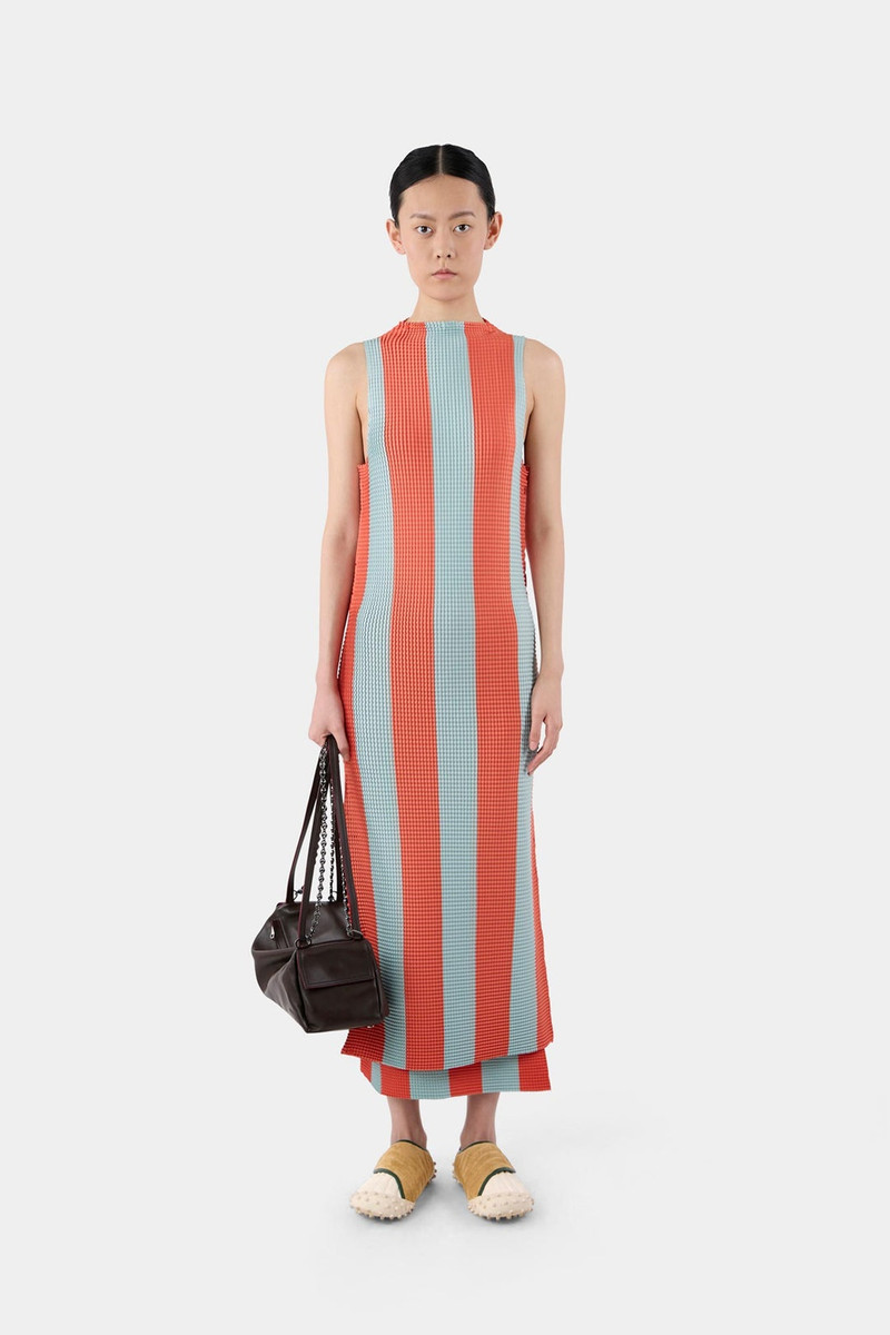 SUNNEI PLEATED TANK DRESS / red & blue stripes outlook