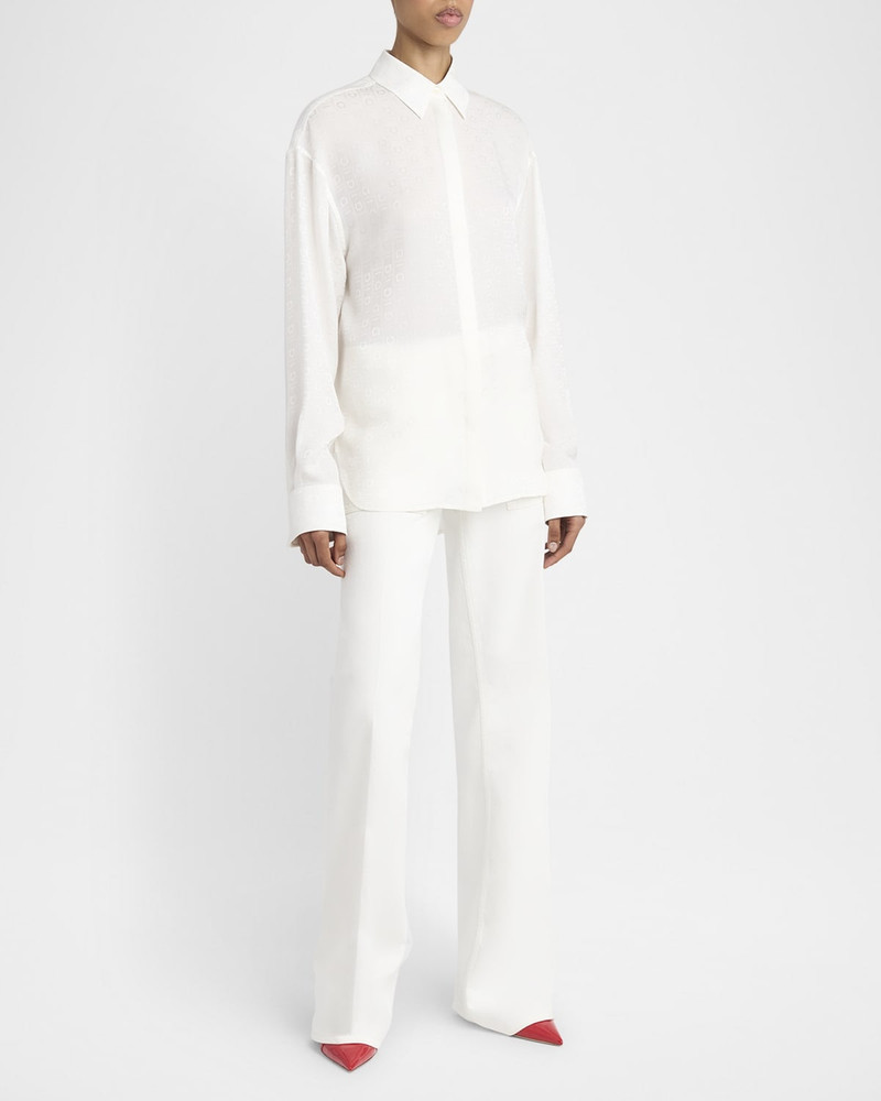 FERRAGAMO Essential Gancio Logo Button-Down Blouse outlook
