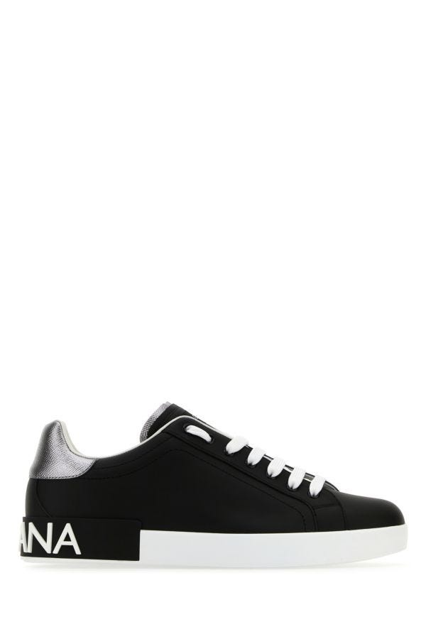 Black nappa leather Portofino sneakers - 1