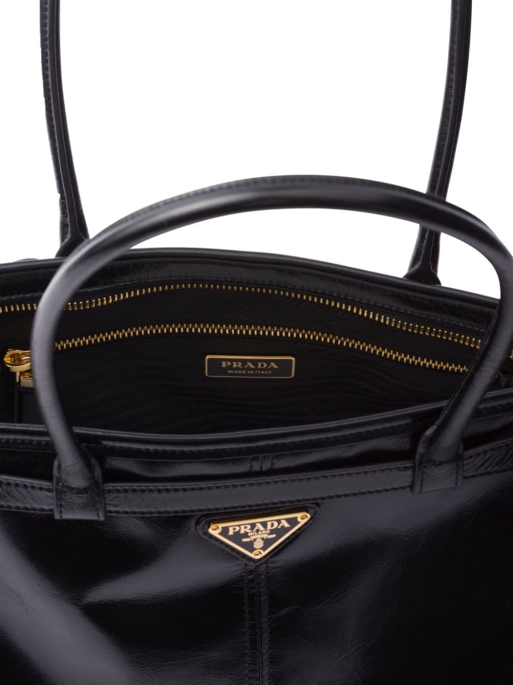 large enamel triangle logo belted handbag - 6