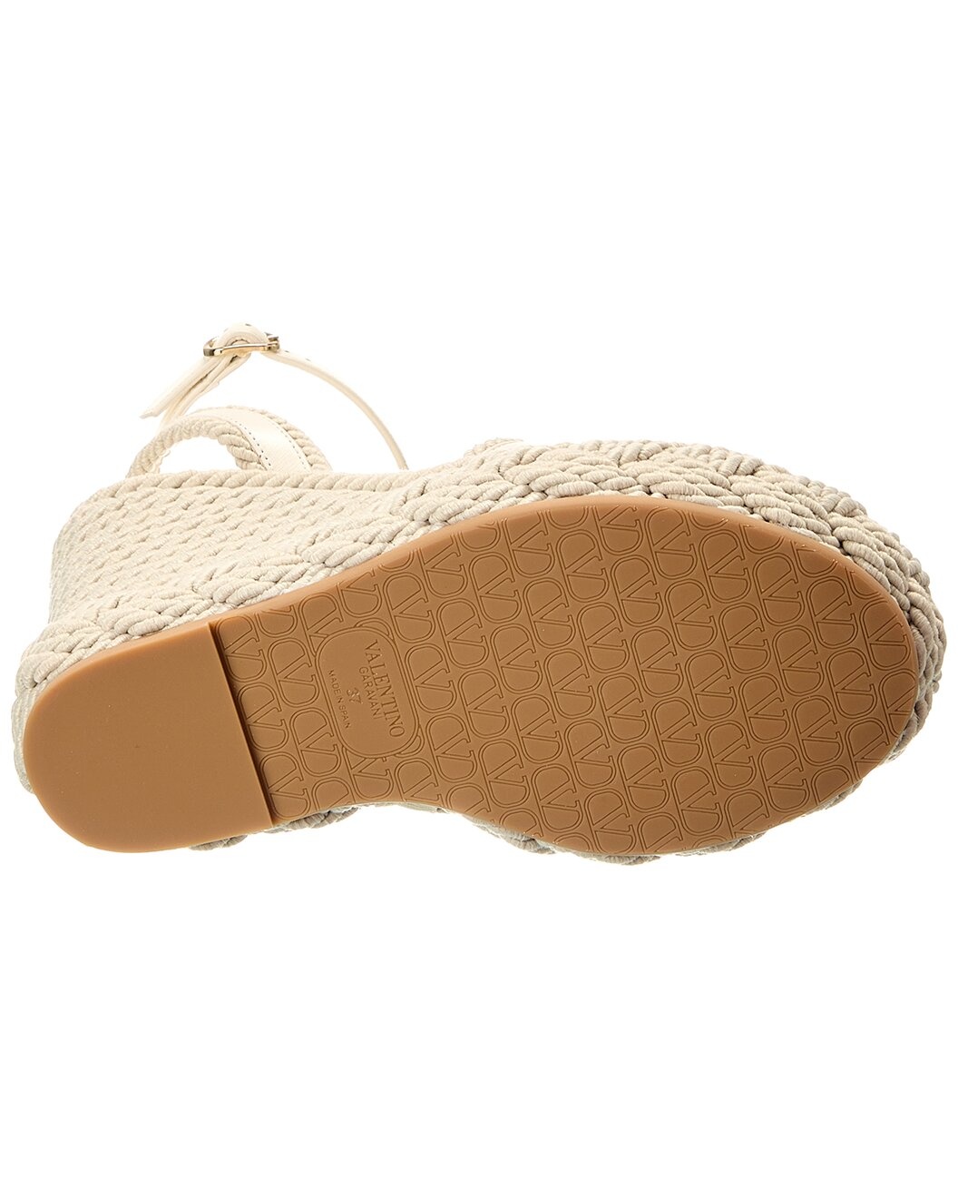 Valentino VLogo Silk Torchon 130 Leather Wedge Sandal - 4