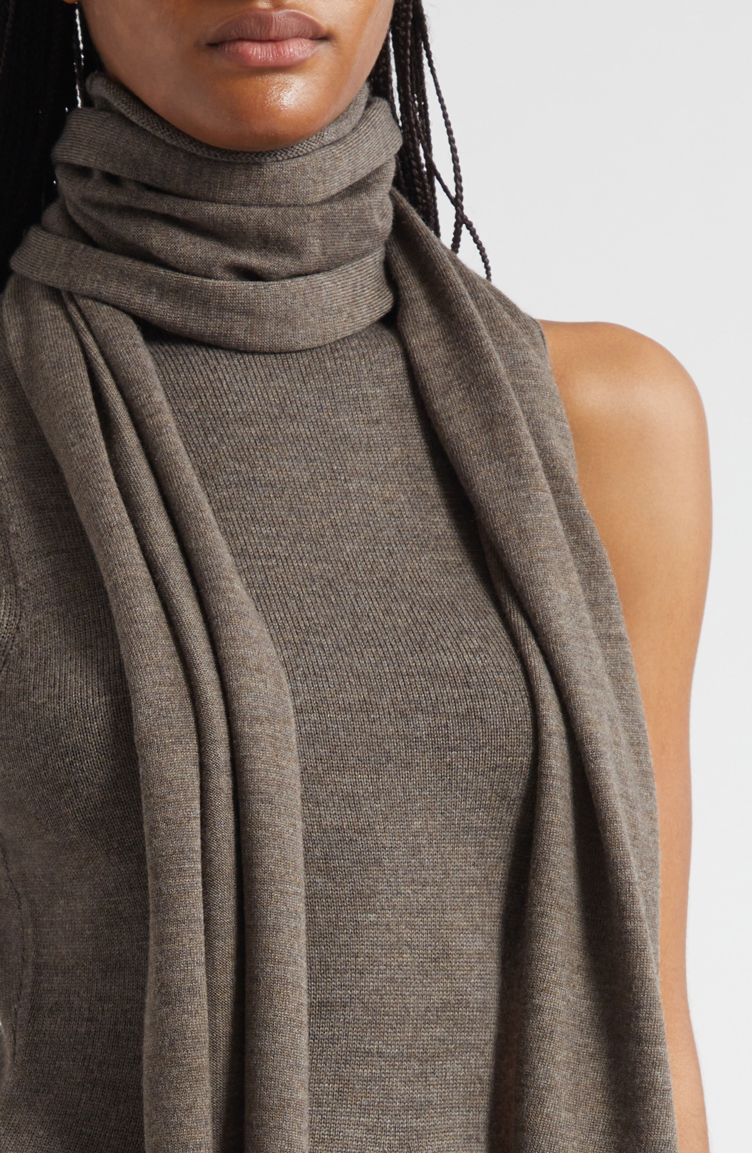 STAUD Canal Sleeveless Merino Wool Midi Dress in Truffle at Nordstrom - 5