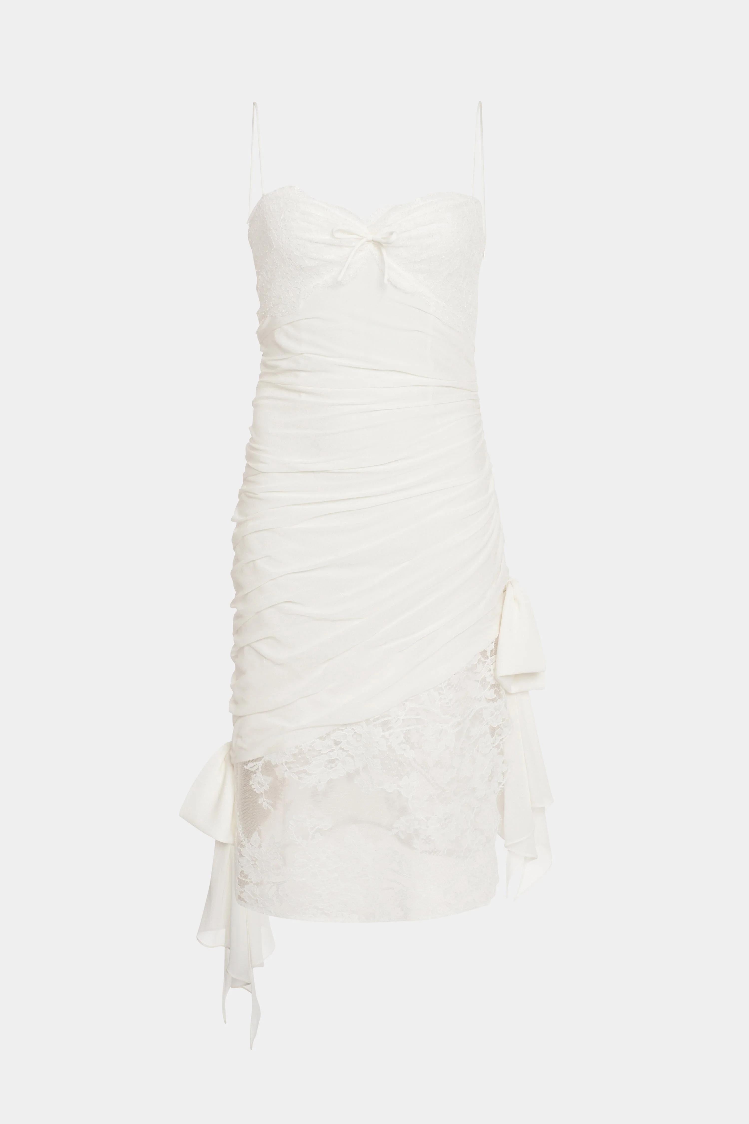 SILK AND LACE MINI DRESS - 1