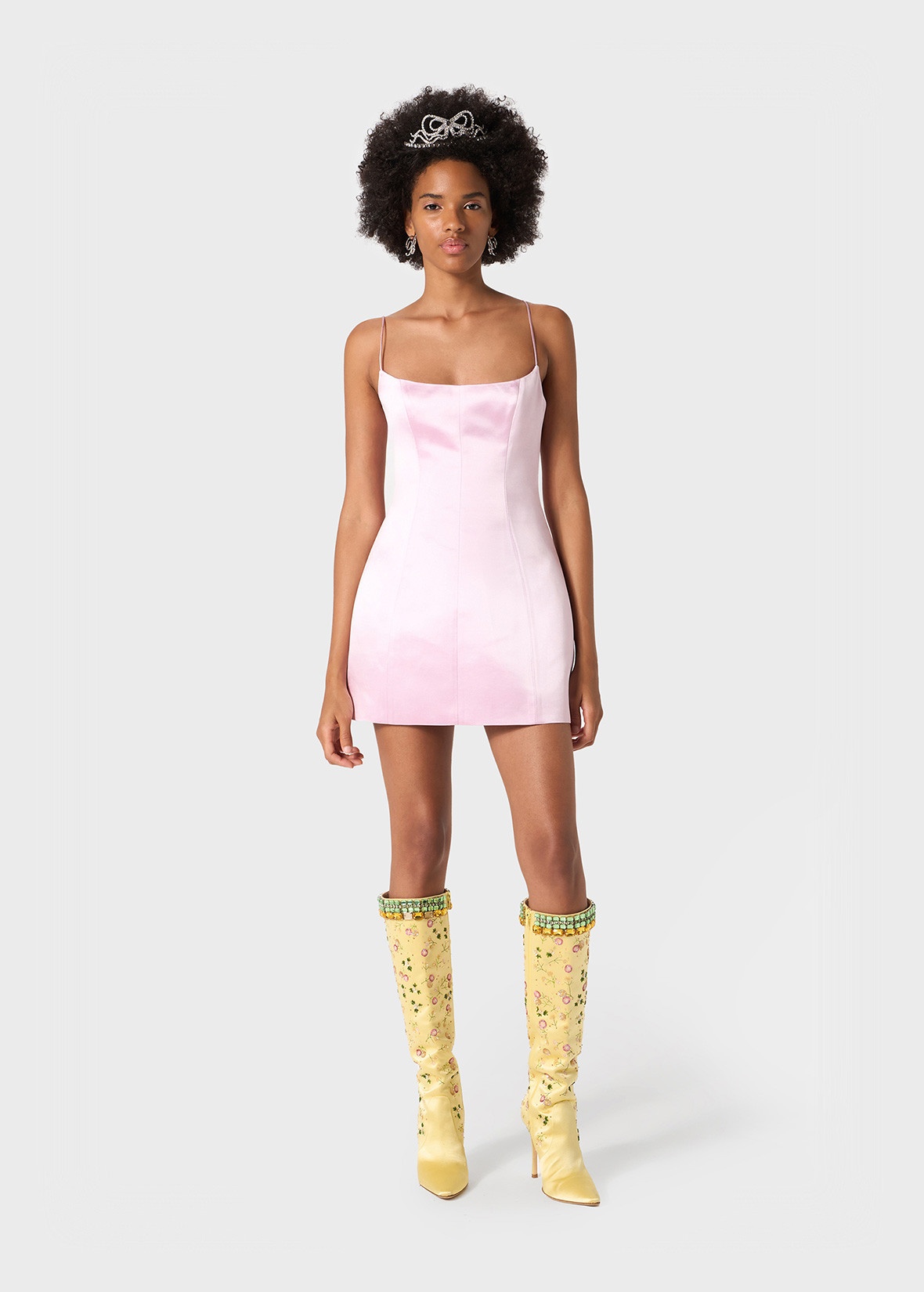 MINI DRESS IN DUCHESSE SATIN WITH SHAPED SKIRT - 2