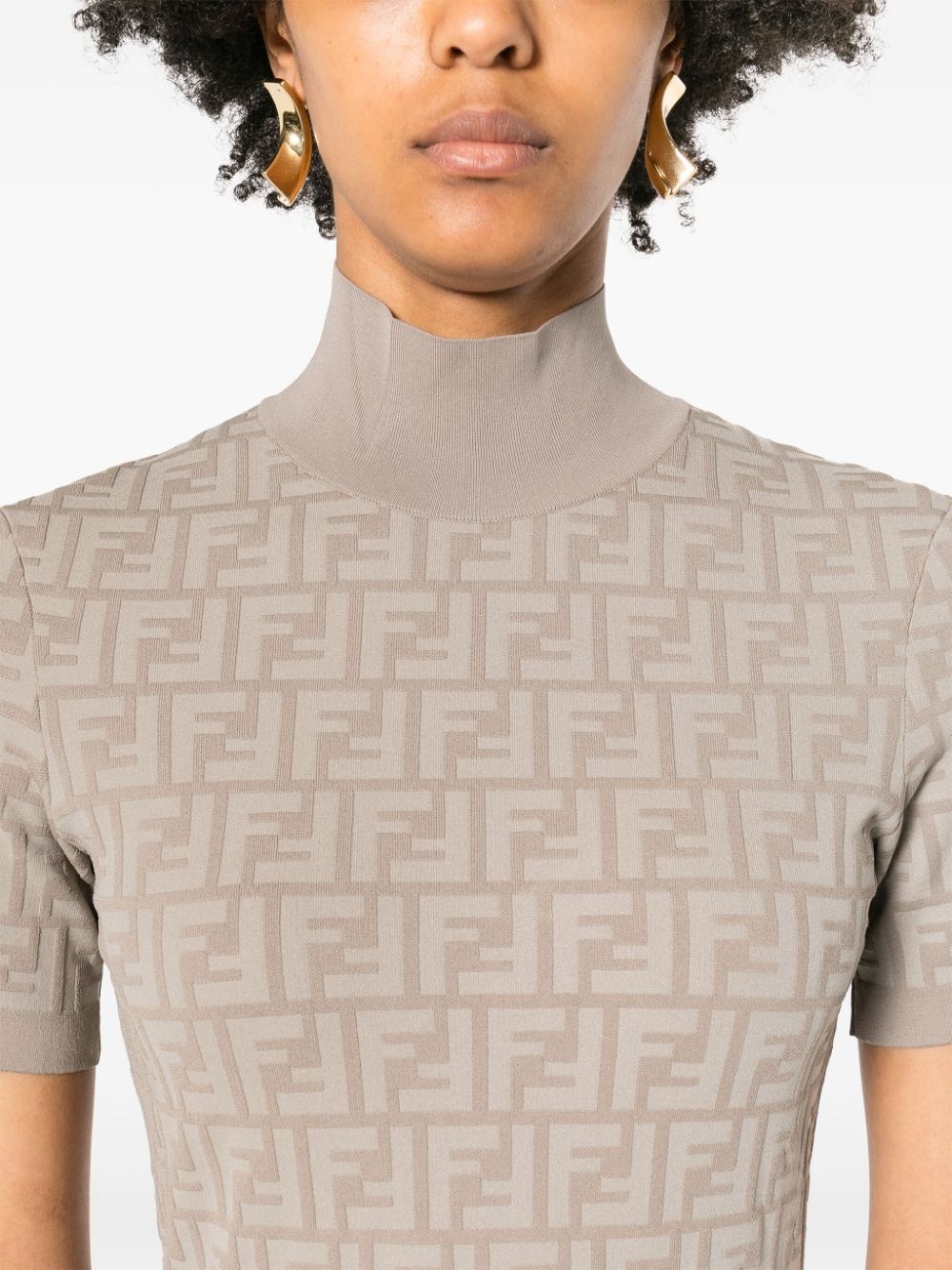 FF-jacquard midi dress - 5