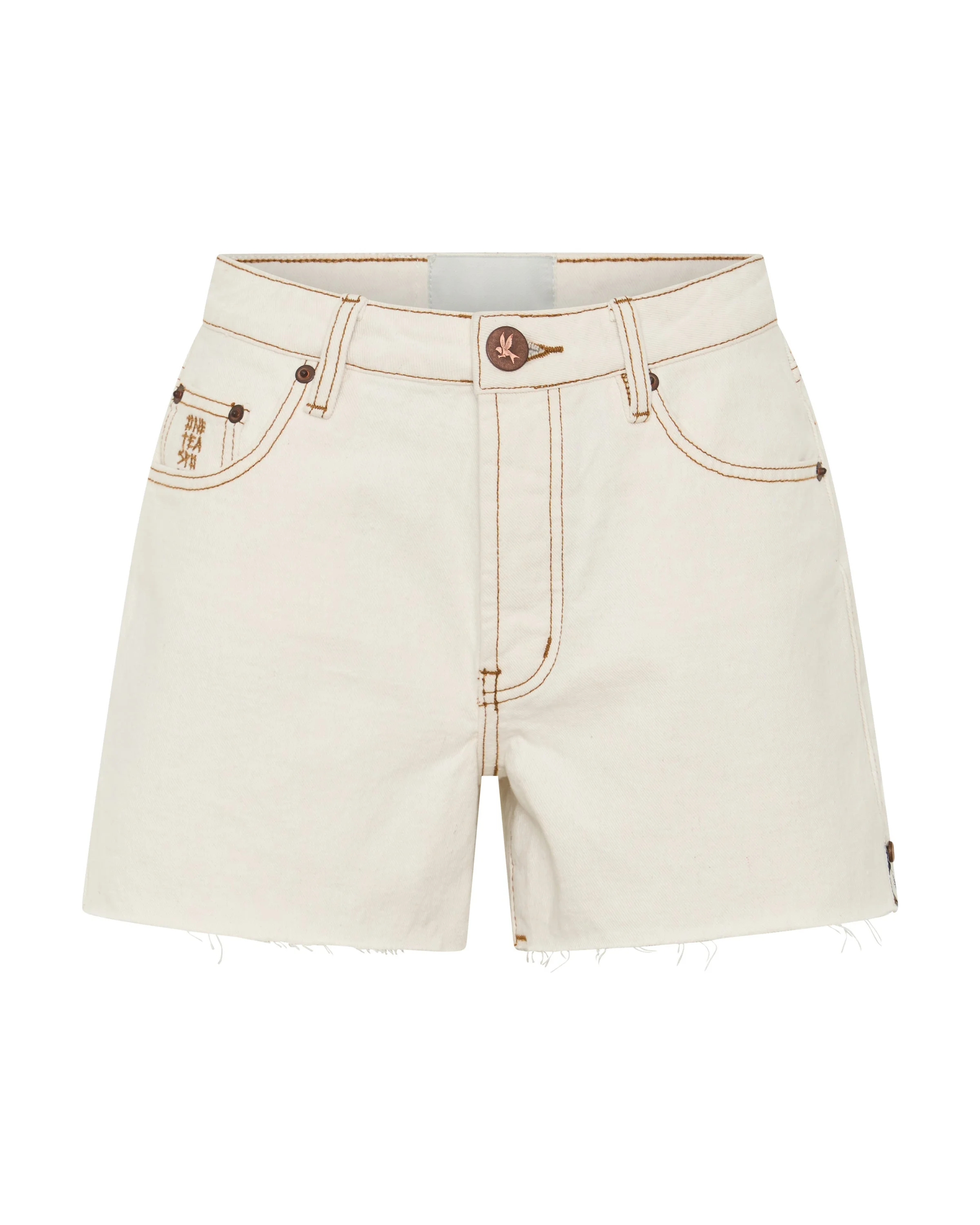 Rustlers High Waist Denim Shorts - White Beauty - 1