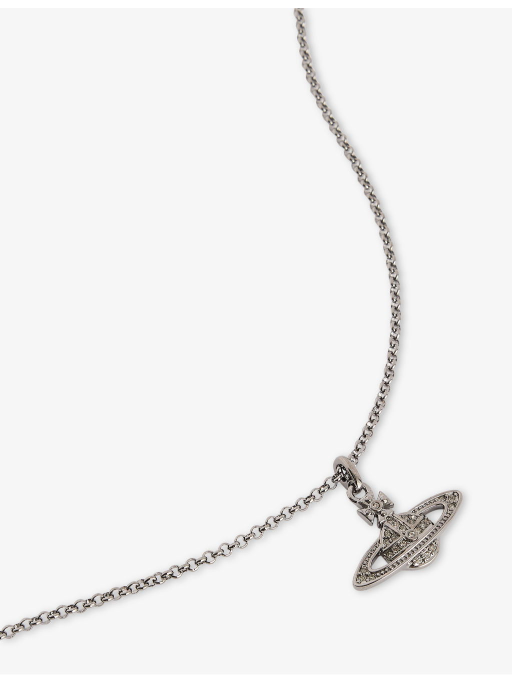 Bas Relief Orb mini silver-toned brass and Swarovski crystal necklace - 3