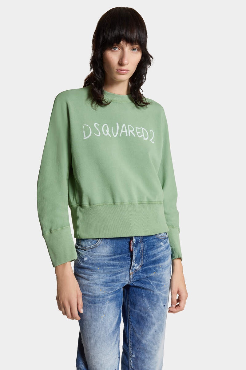 WHITE FADE DEAN FIT HANDWRITTEN LOGO SWEATSHIRT - 3