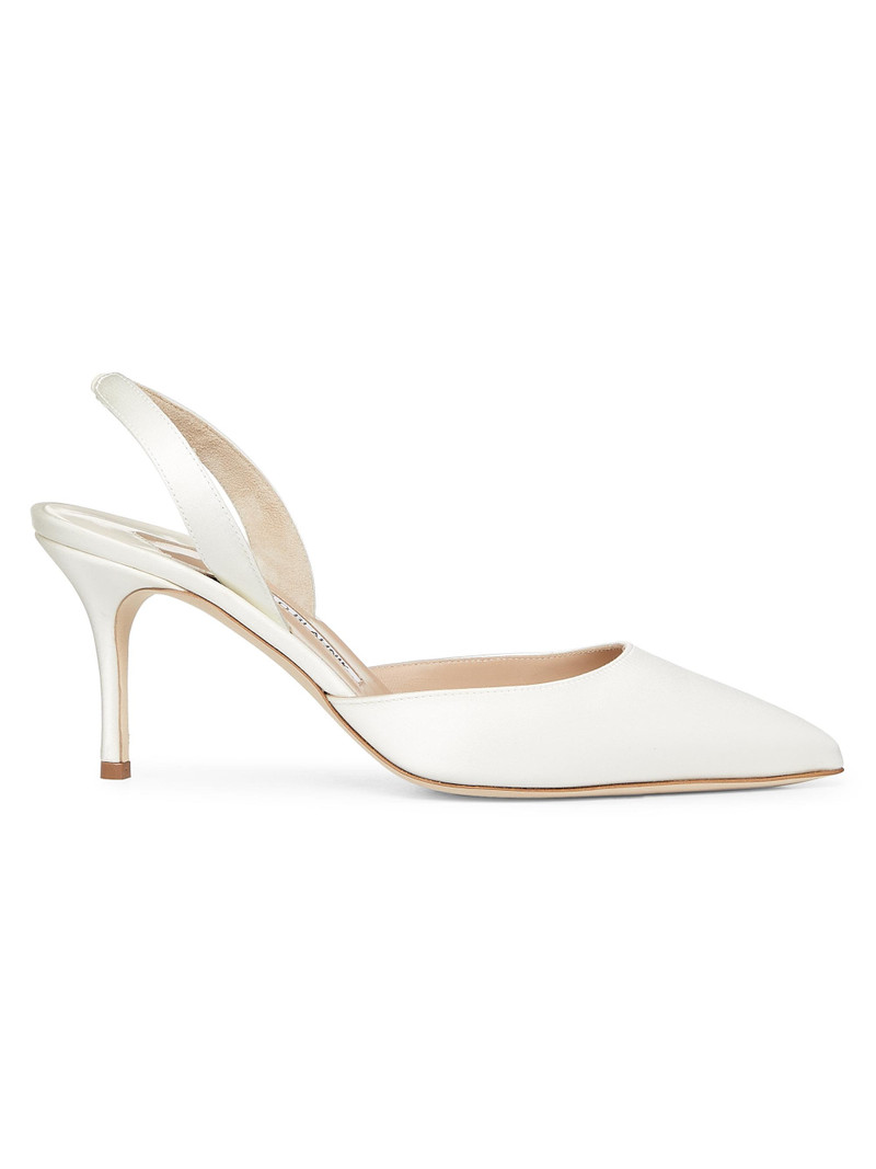 Women's Carolyne Satin 70MM Slingback Pumps - White 1