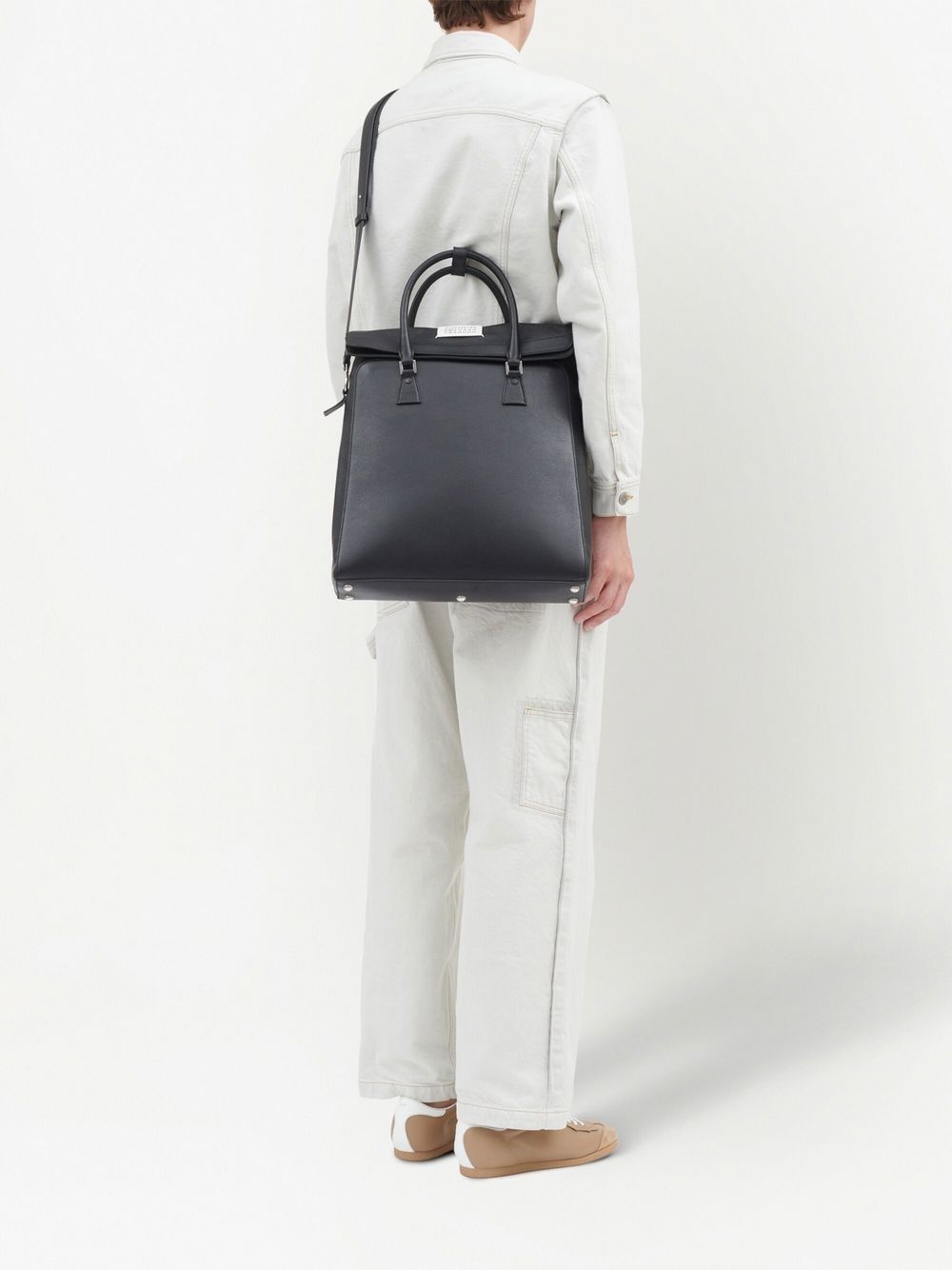 grained-leather backpack - 3