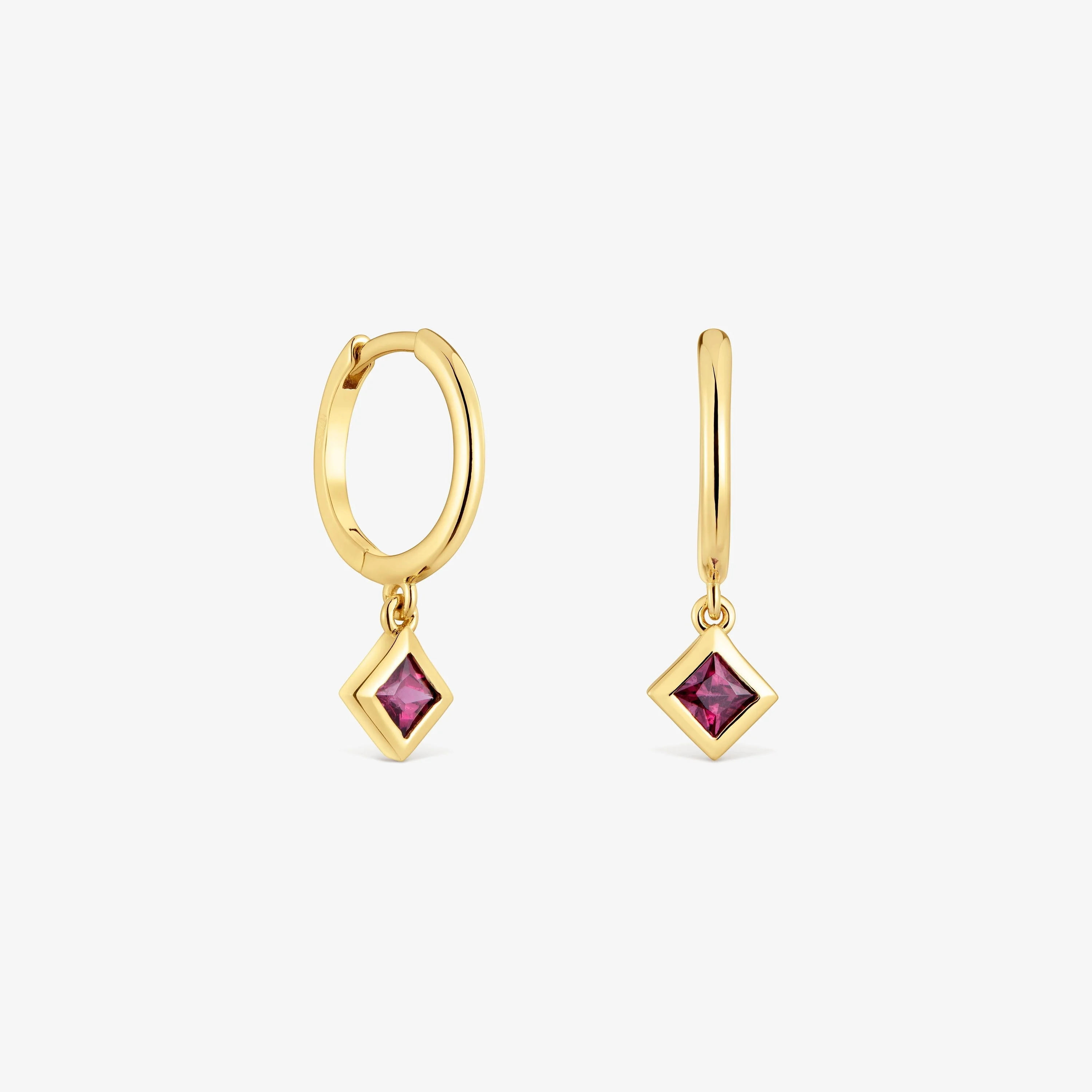 Short Hoop earrings with 18K gold vermeil and rhodolite charm TOUS Basic Colors - 1
