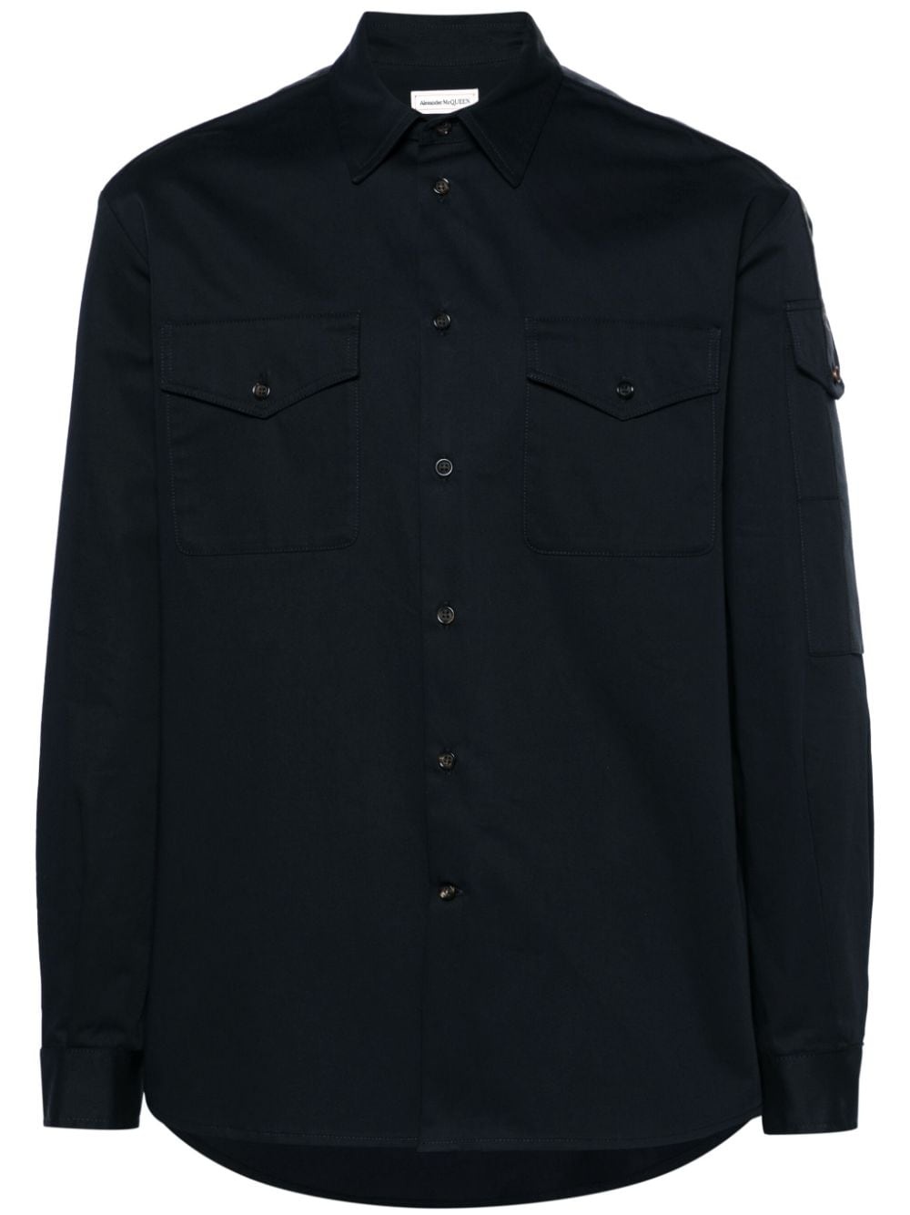 logo-trim cotton shirt - 1