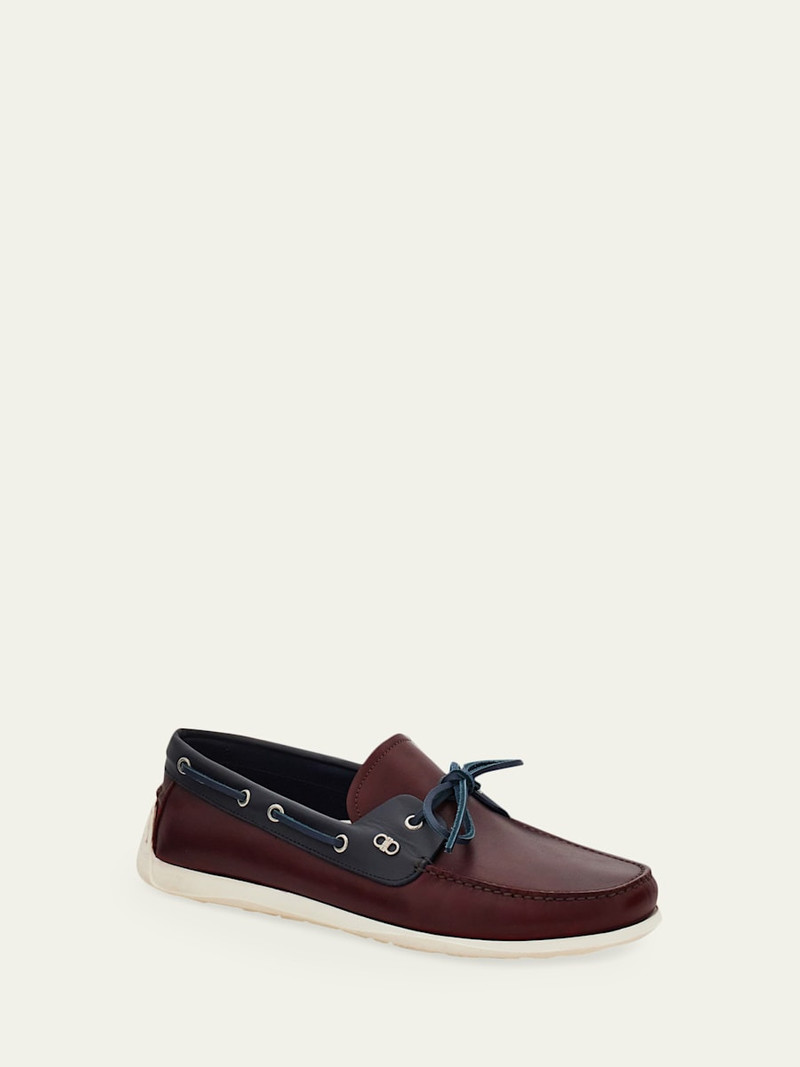 FERRAGAMO Men's Bahia Bicolor Leather Boat Shoes outlook