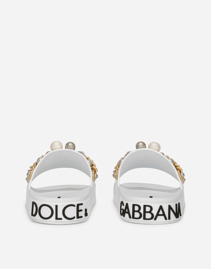 Rubber beachwear sliders with embroidery - 3