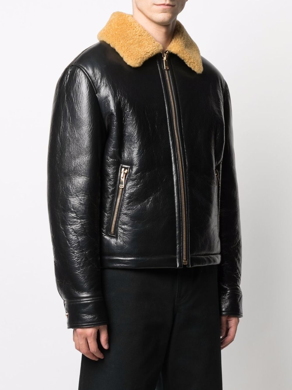 shearling collar aviator jacket - 3