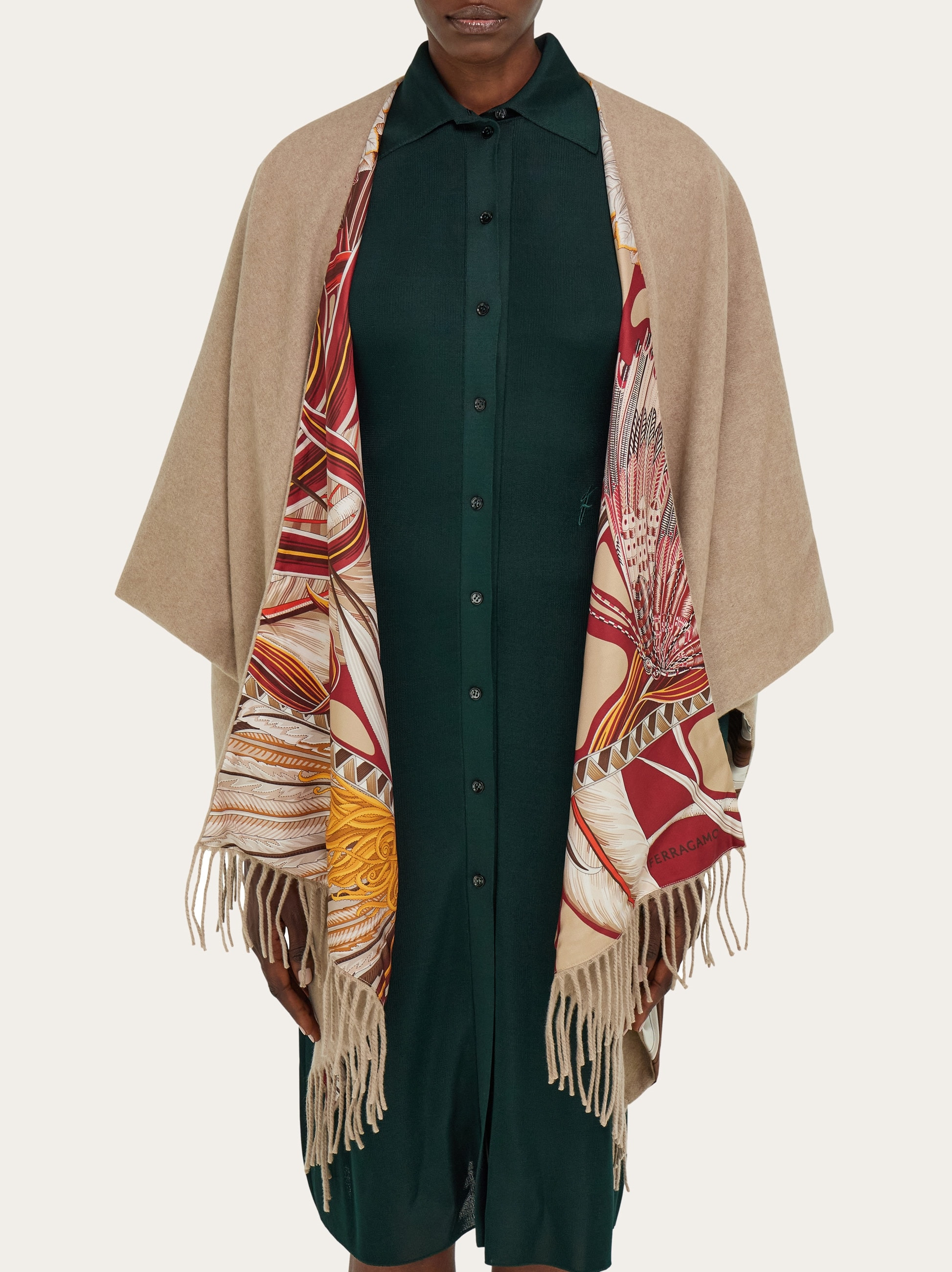 Cashmere and silk reversible cape - 3