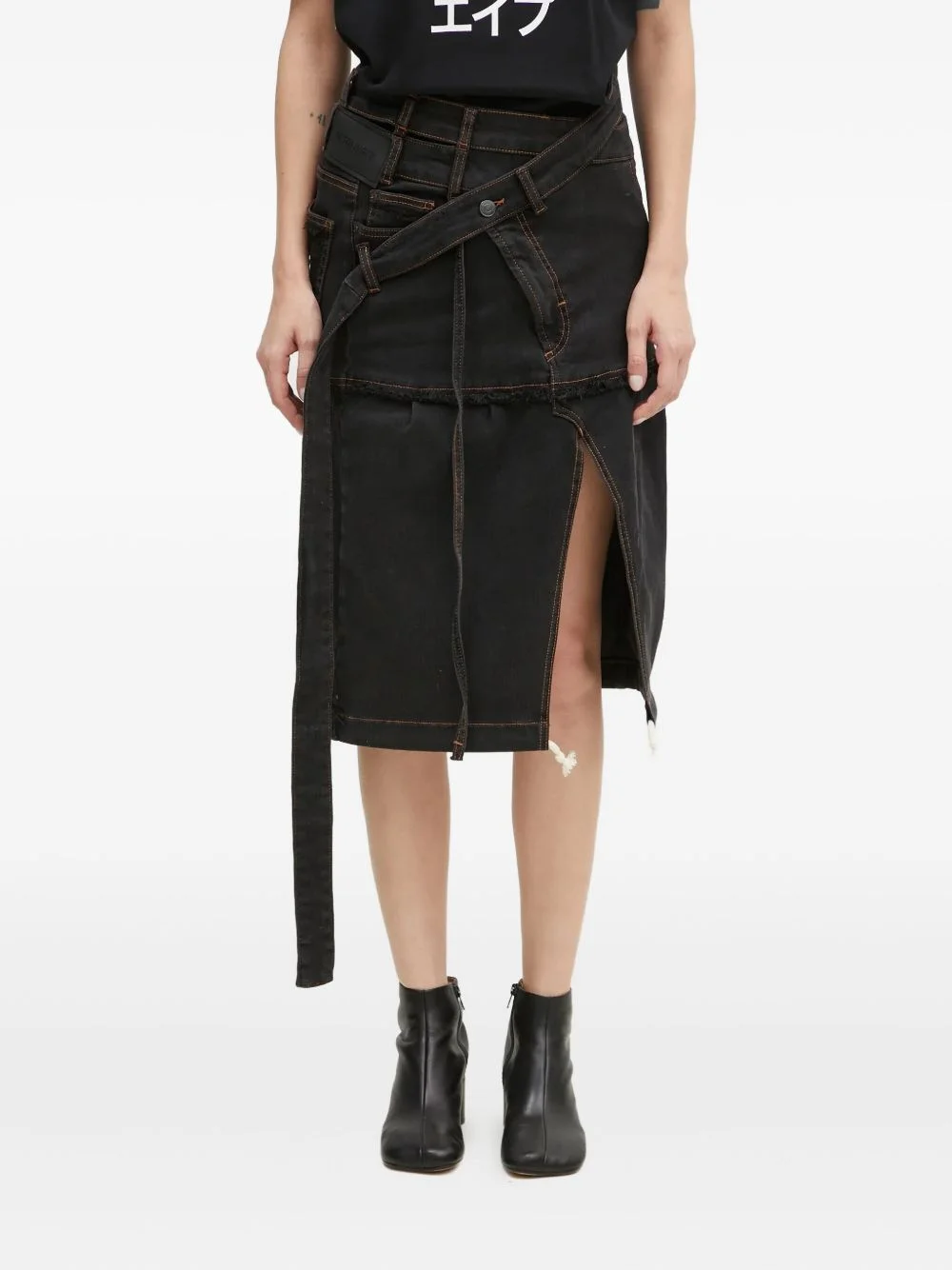 frayed split skirt - 1