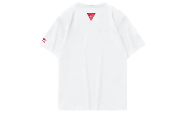 Li-Ning Printing Loose Sports Round Neck Short Sleeve Tee 'White Red' AHSS521-2 - 2