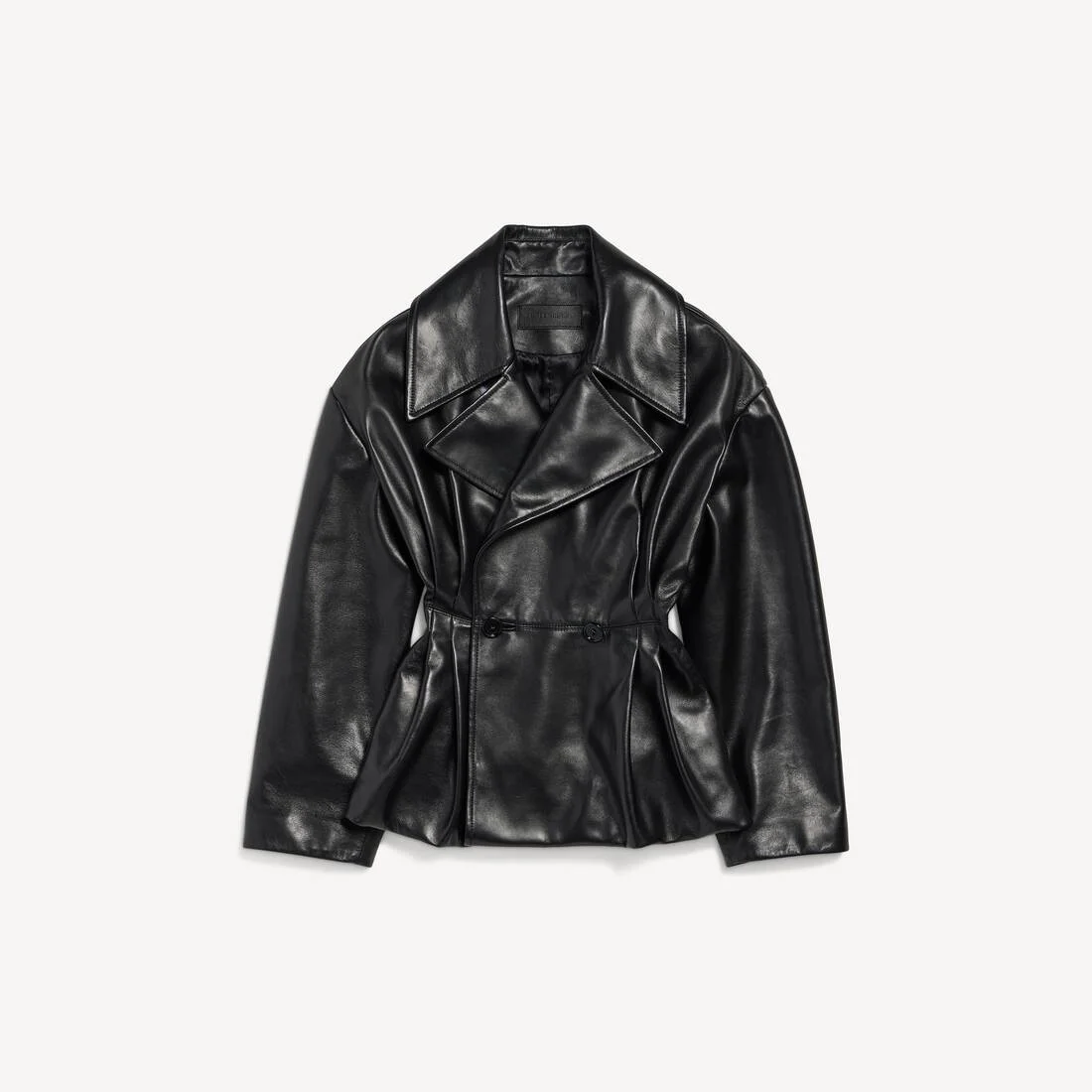 Women's Folded Short Trench in Black - 1