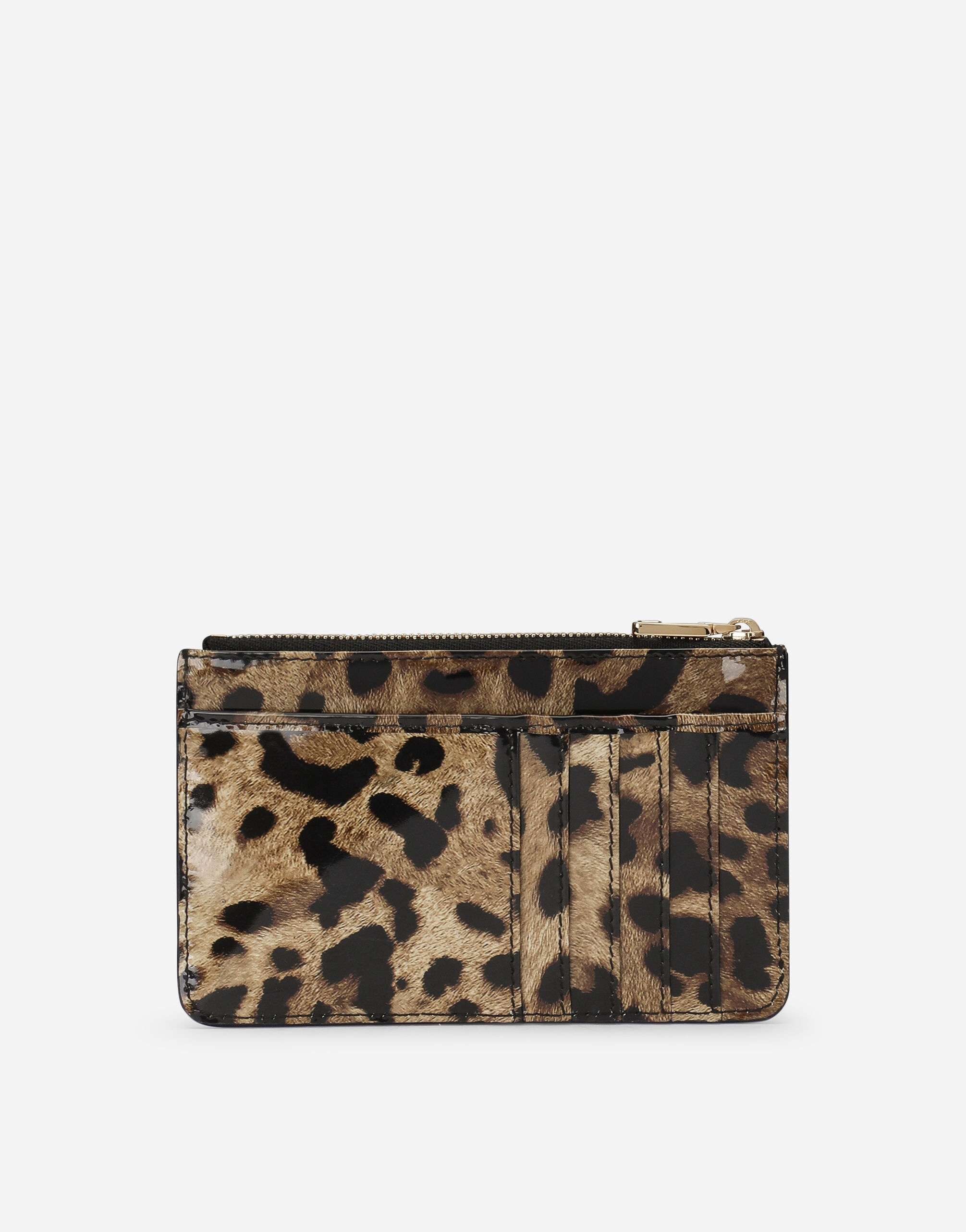 Medium leopard-print polished calfskin card holder with zipper - 3