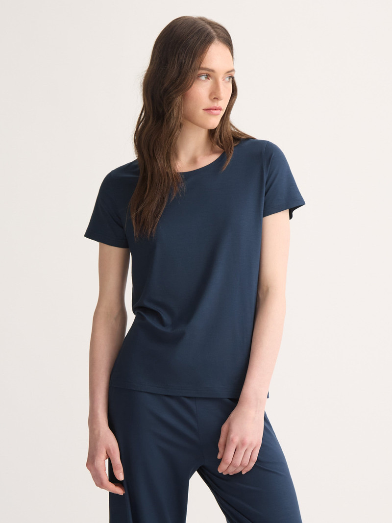 Derek Rose Women's T-Shirt Lara Micro Modal Stretch Navy outlook