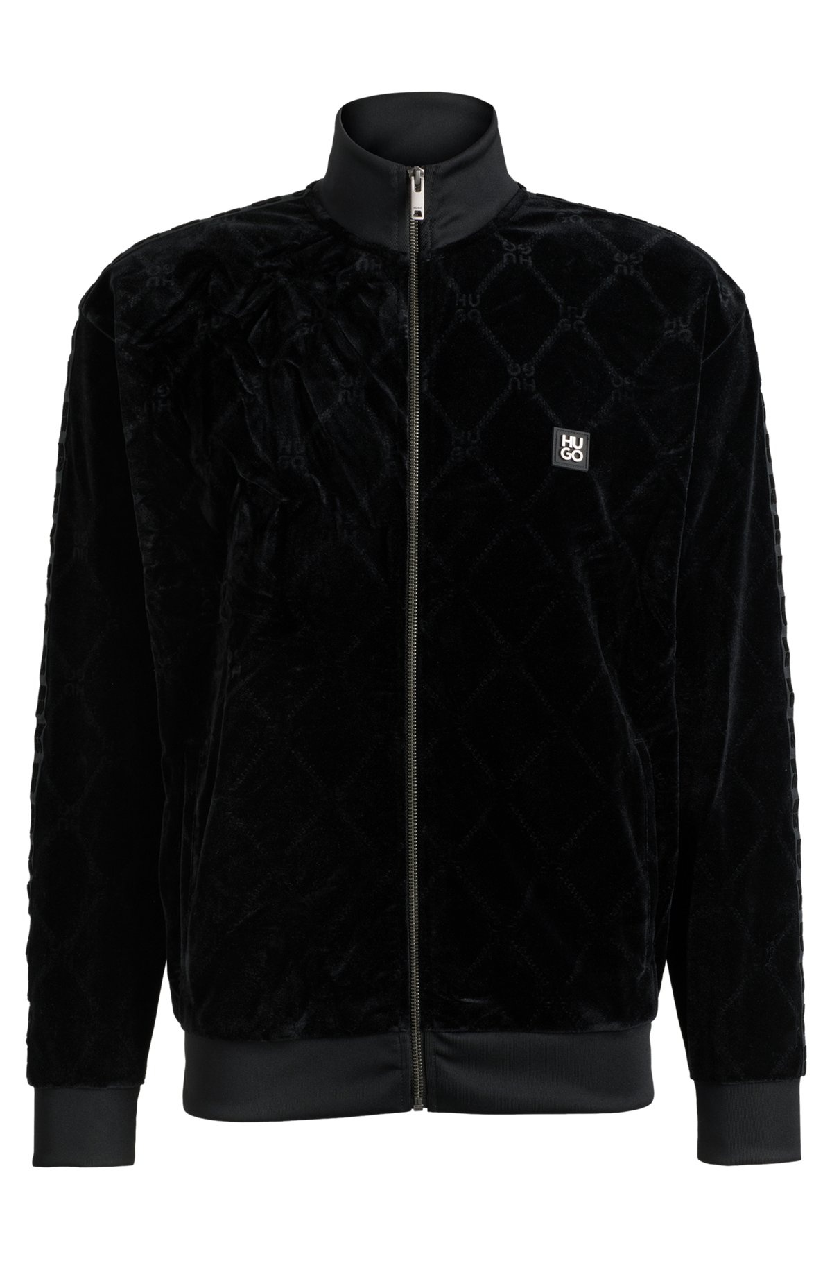 RELAXED-FIT STRETCH-VELVET SWEATSHIRT WITH SIGNATURE CHAIN PATTERN - 1