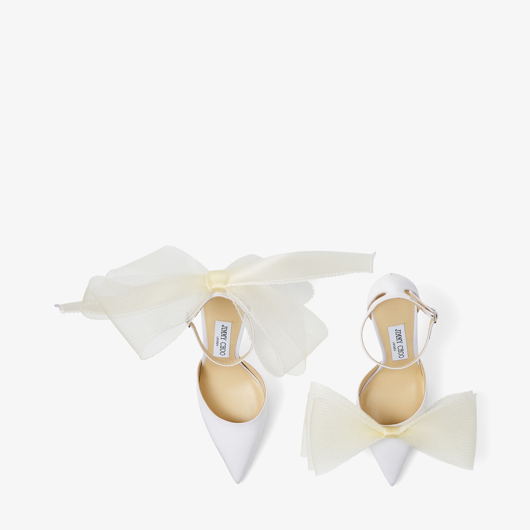 Averly 100
Latte Pumps with Asymmetric Grosgrain Mesh Fascinator Bows - 5