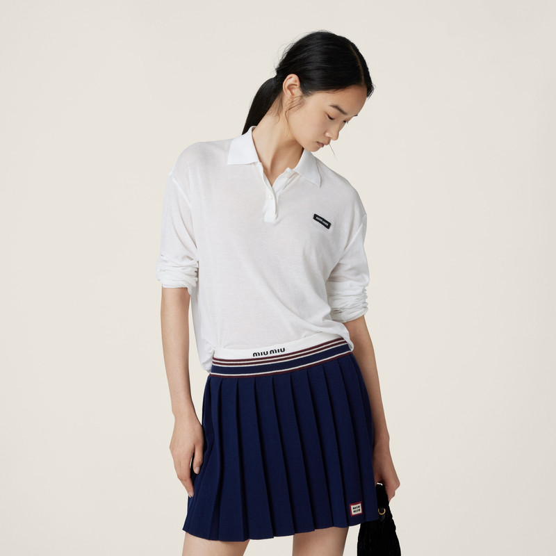 Miu Miu Ribbed jersey polo shirt outlook