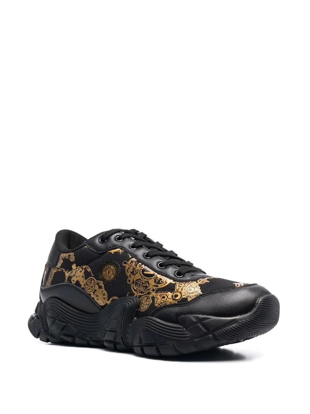 baroque-pattern print low top sneakers - 2