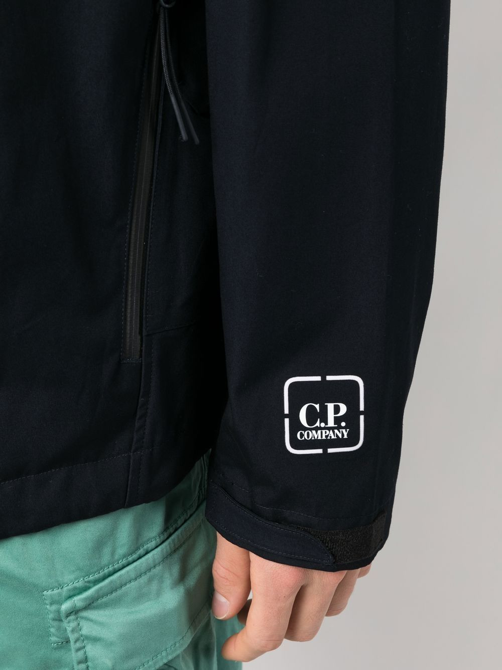 logo-patch zipped hooded jacket - 5