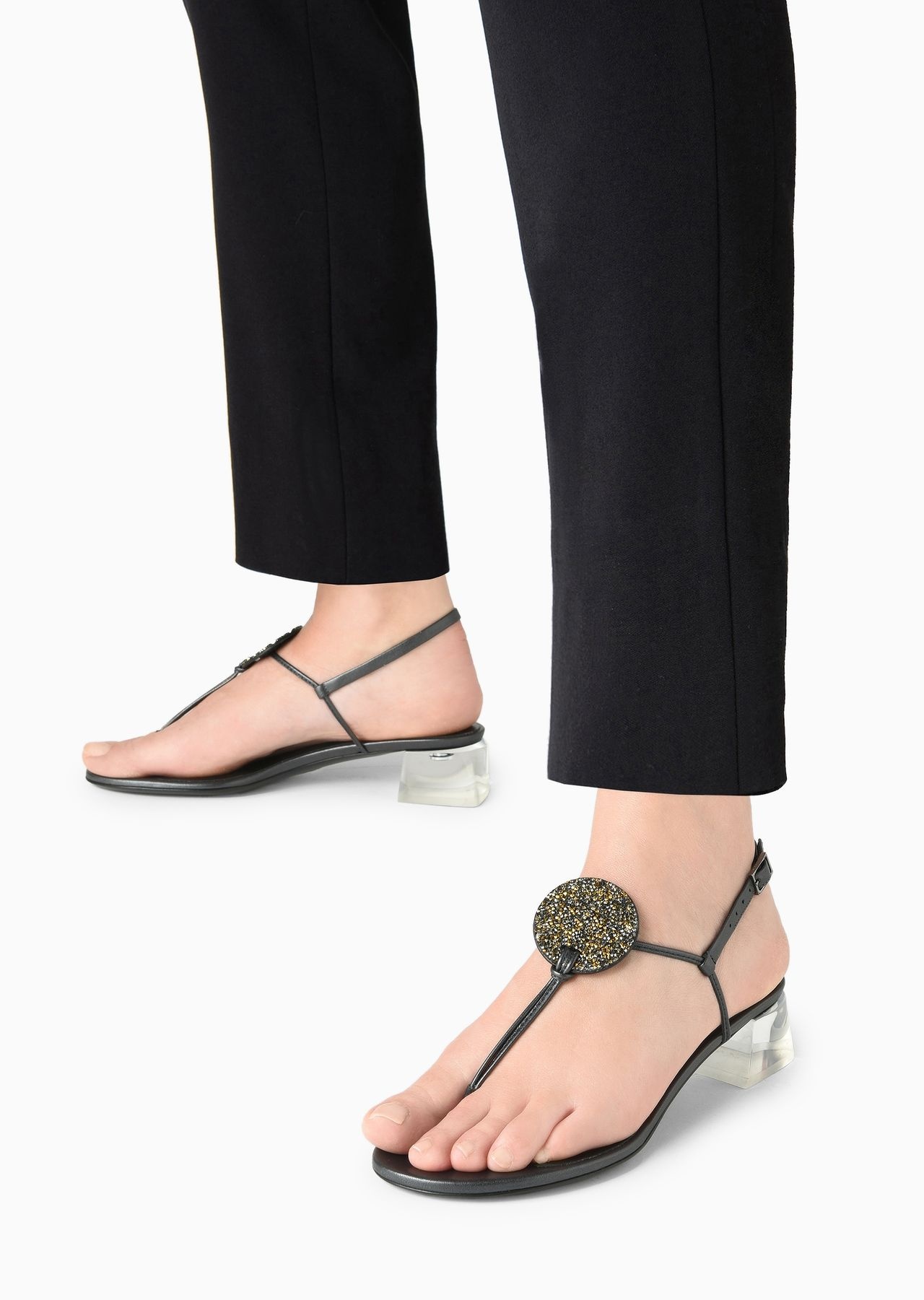 Laminated nappa-leather thong sandals with heels - 6