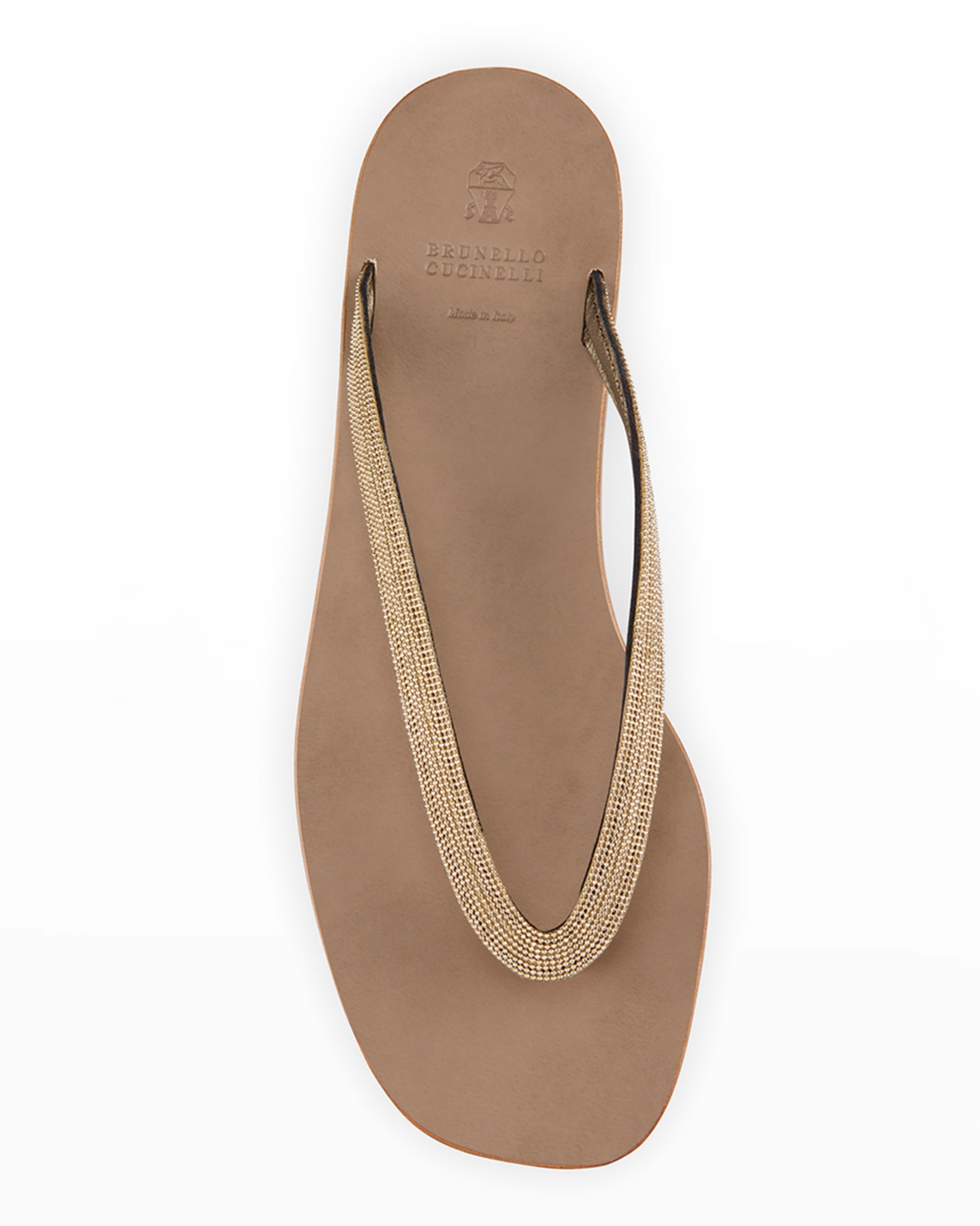 Leather Monili Flat Thong Sandals - 4