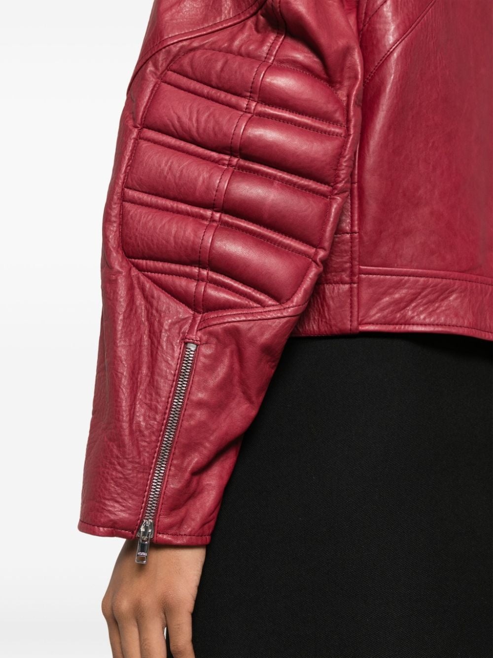 padded-panels leather jacket - 5