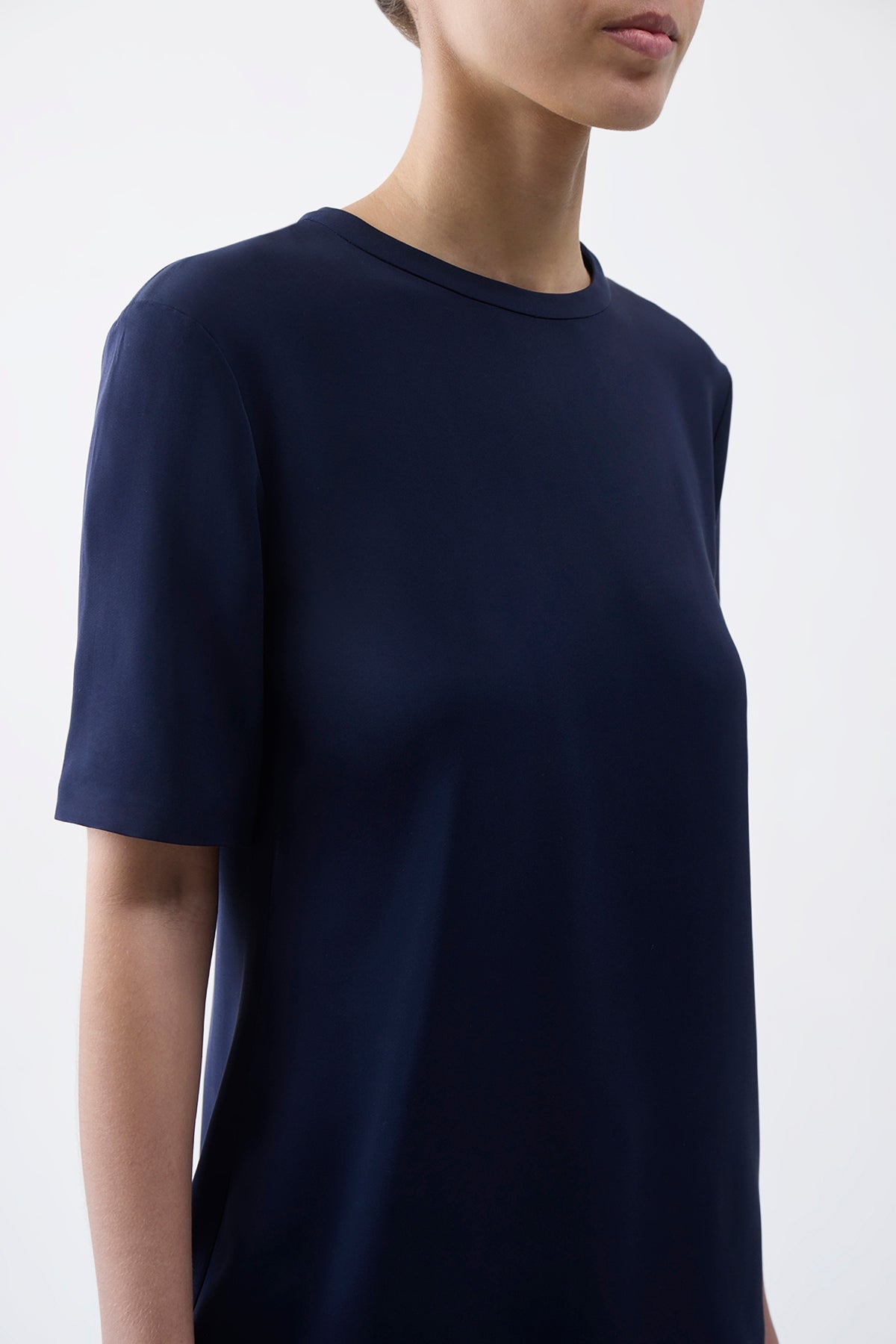 Elisa Top in Navy Silk Crepe - 5