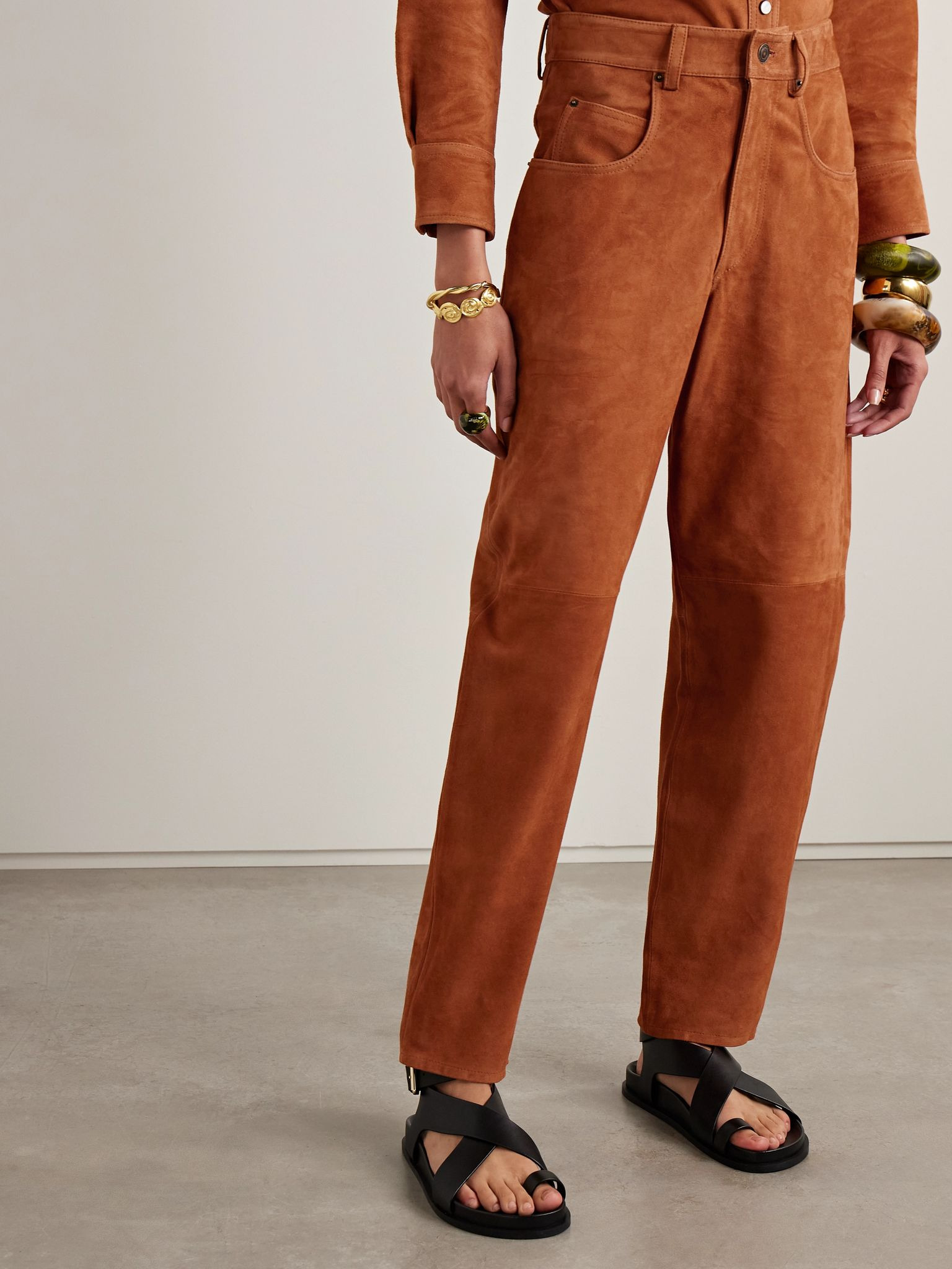 Darielle suede tapered pants Brown - 3