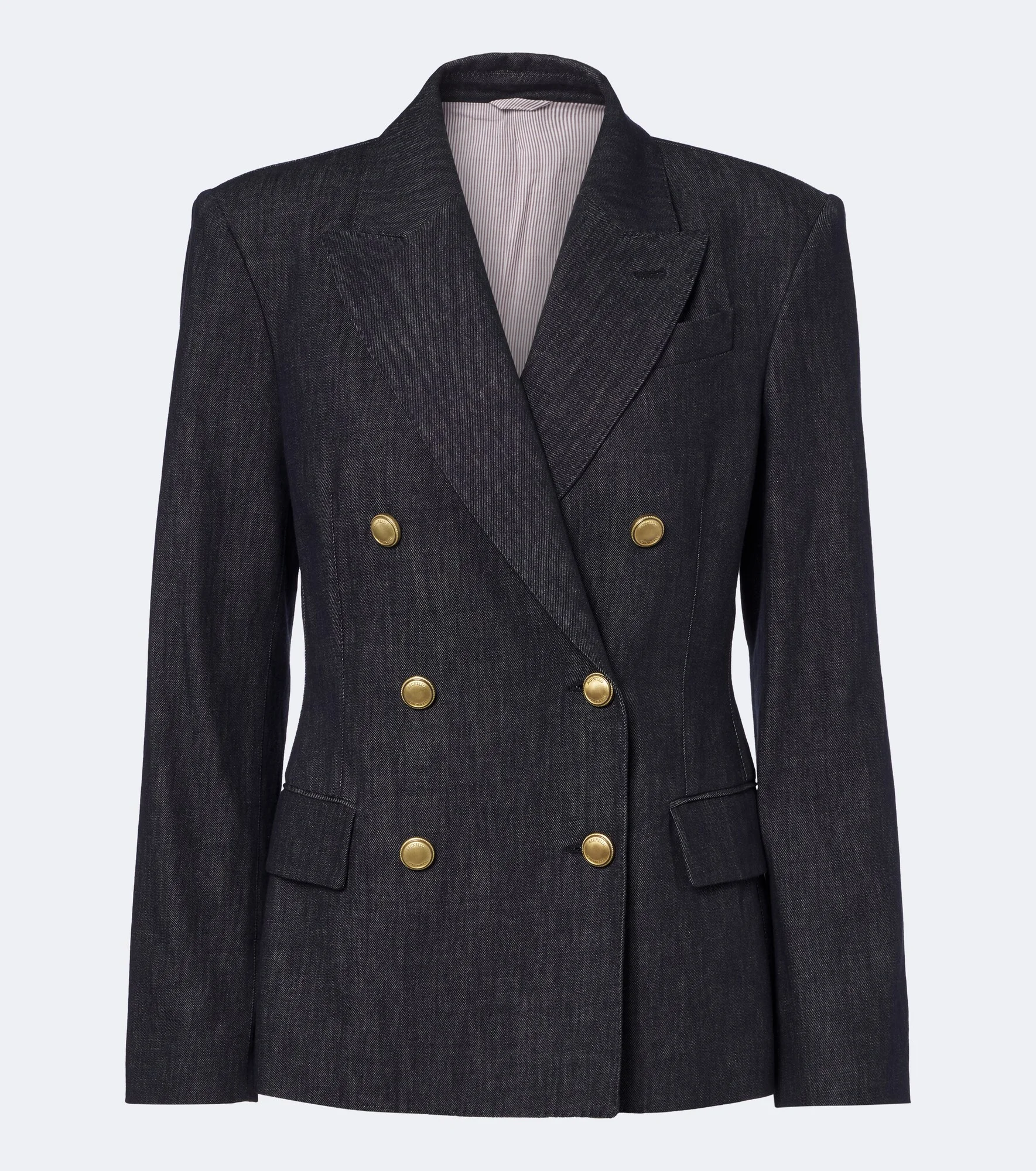 Double-breasted denim blazer - 1
