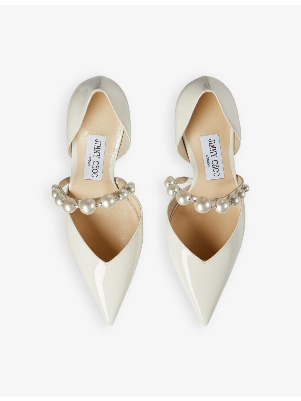 Aurelie 85 pearl-embellished patent-leather courts - 2